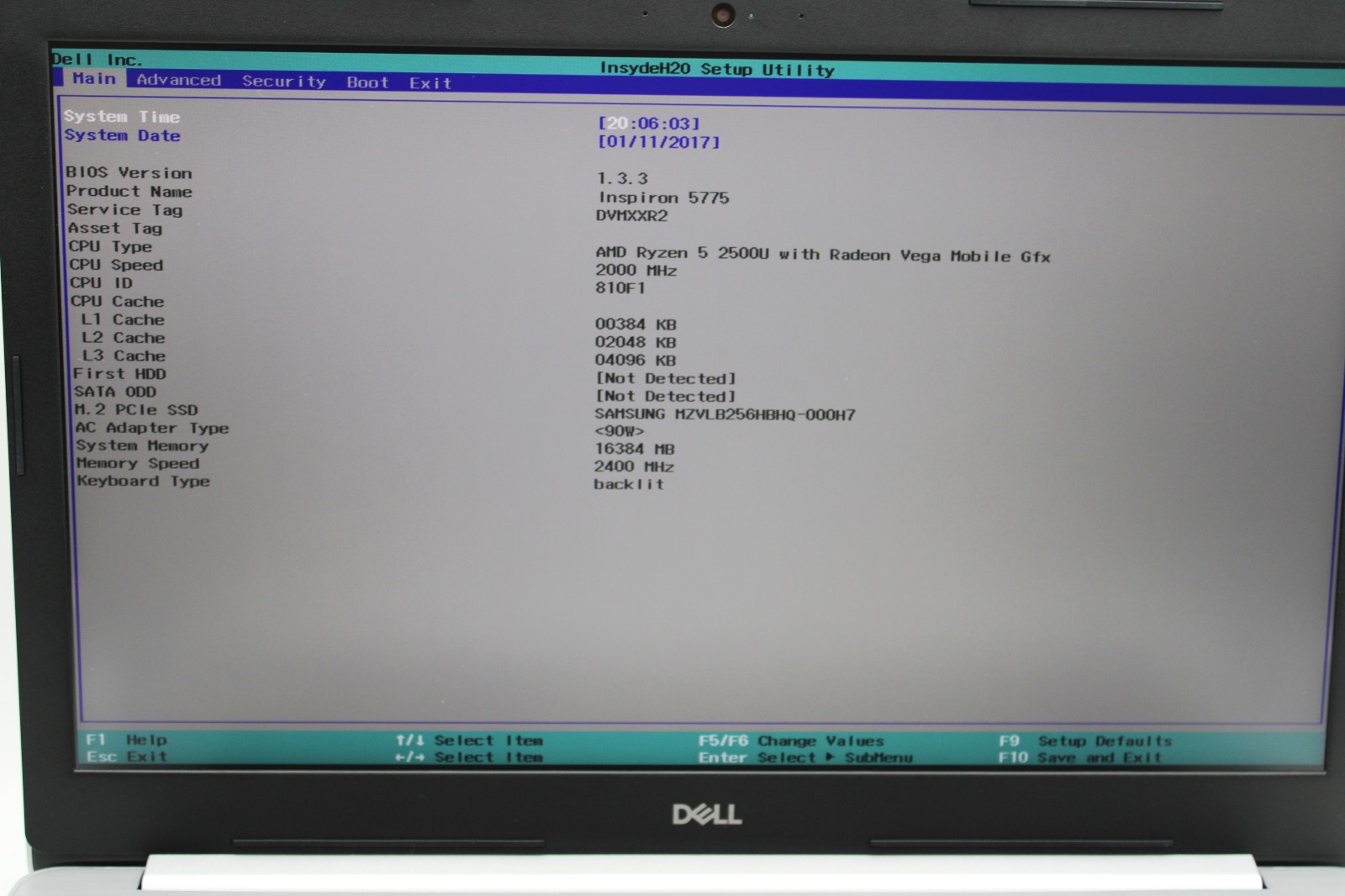 Dell Inspiron 5775 _ Ryzen 5-2500U _ 16GB RAM _ 256GB SSD _ No OS _ w/ AC