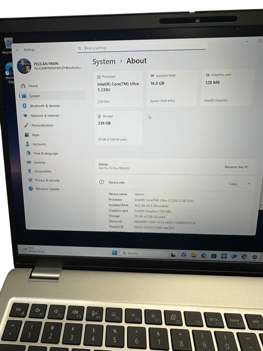 DELL PRO 16 PLUS Ultra 5 235U 16GB 250GB (mle-jp) (PBR120157)