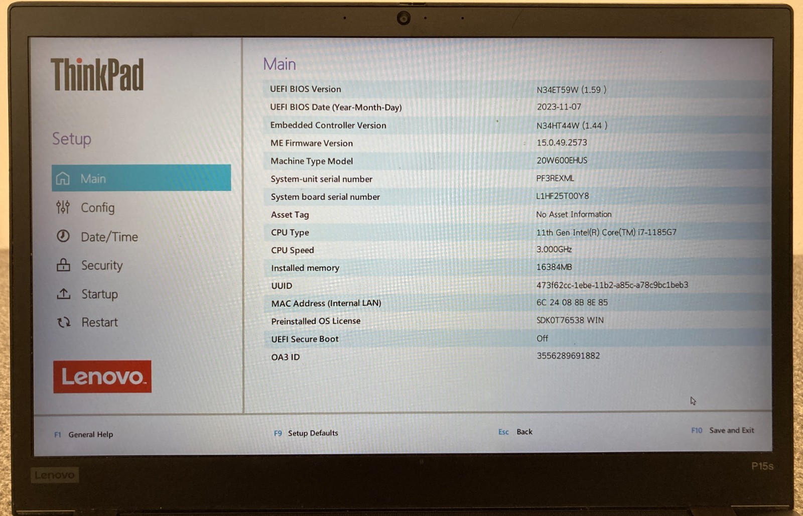 Lenovo ThinkPad P15s Gen 2i 15.6″ Laptop i7-1185G7 16GB RAM 512GB NVMe