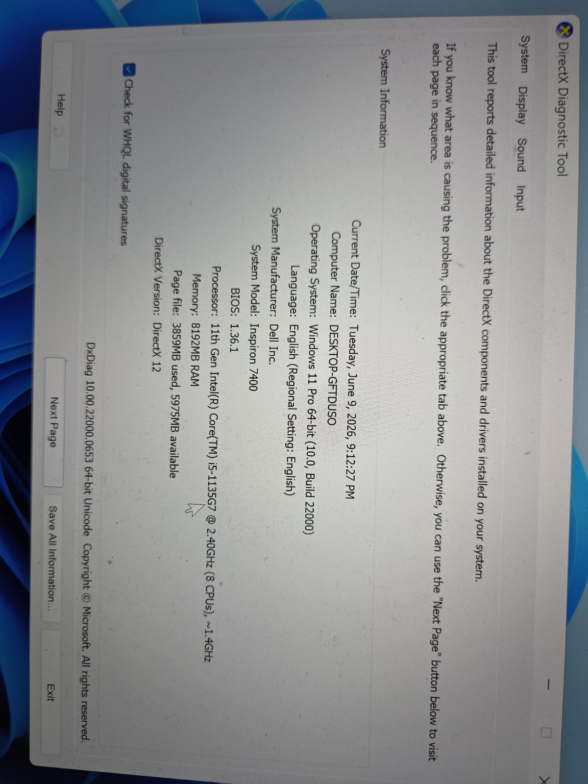 Dell Inspiron 7400 i5-1135G7 to 4.2GHz 8GB RAM 256GB