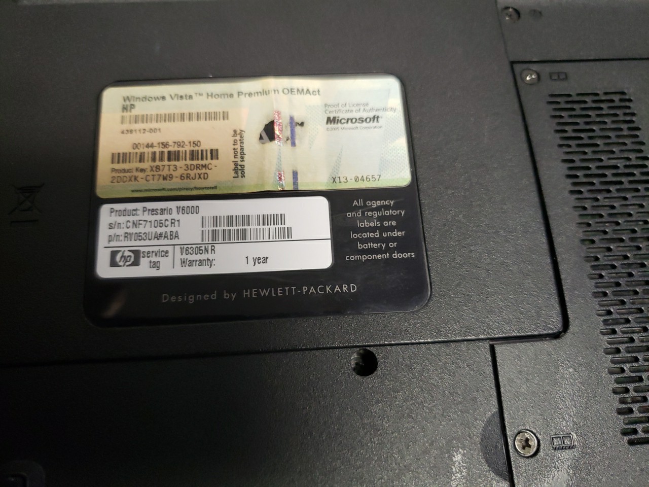 USED Compaq Presario V6000 Laptop FOR PARTS OR REPAIR READ AD FREE SHIPPING