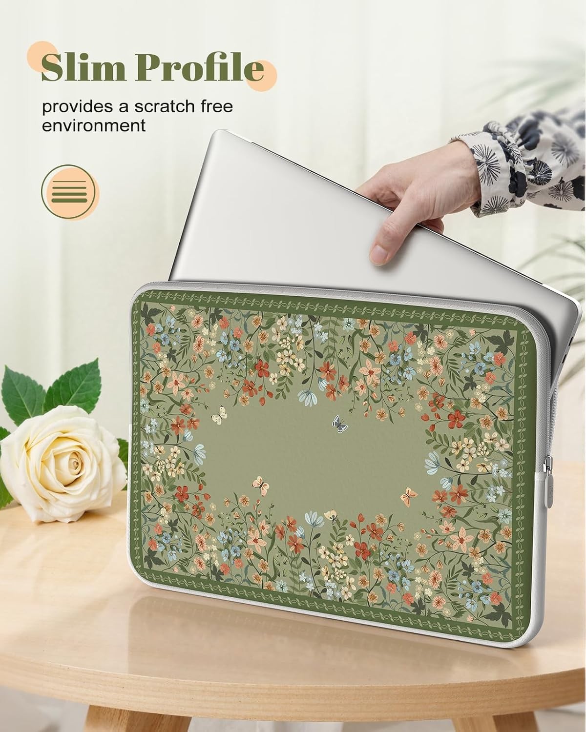 Waterproof Laptop Sleeve 13-13.6 inch with Stylish Floral Design for Girls