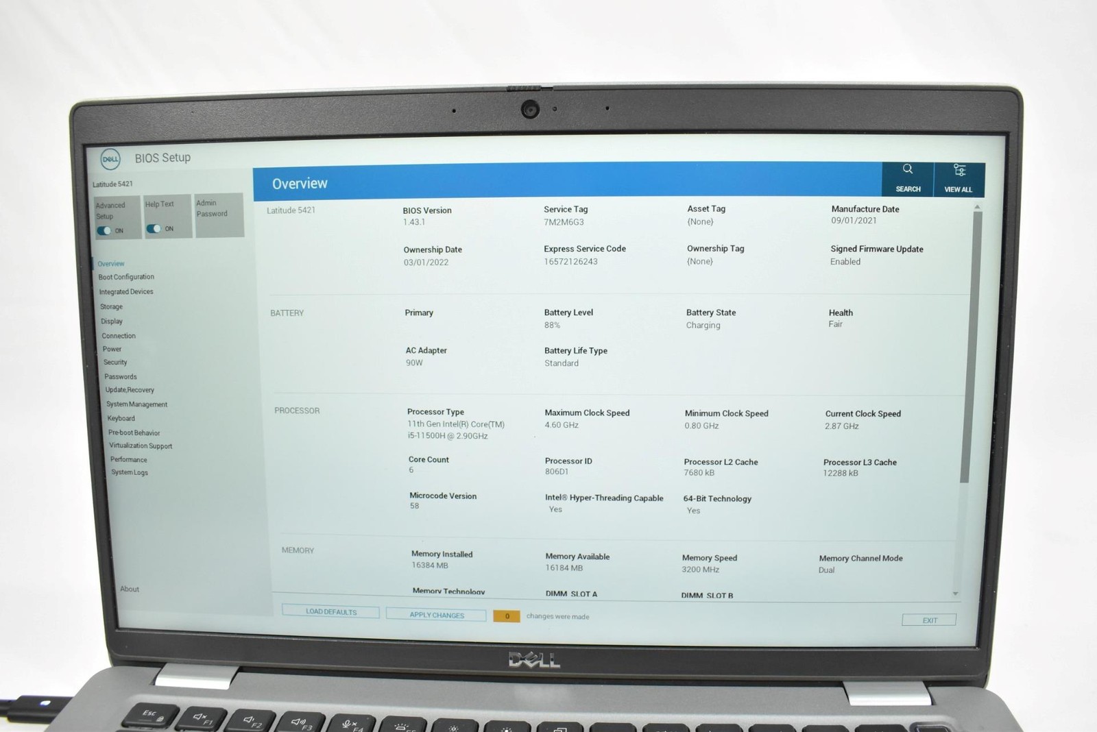 Dell Latitude 5421 Laptop i5-11500H 2.90GHz 16GB 256GB SSD 14″ No OS *See Issues