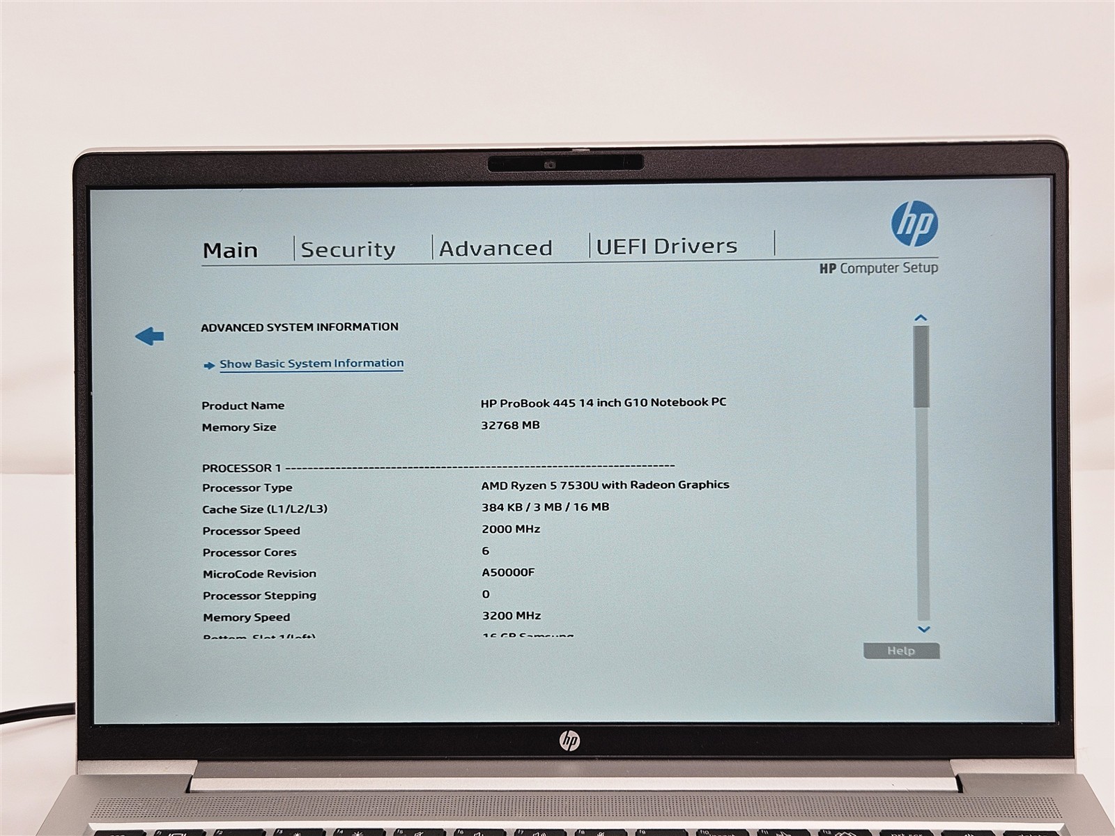 HP 14″ ProBook 445 G10 32GB No Storage AMD Ryzen 5 7530U No OS Silver