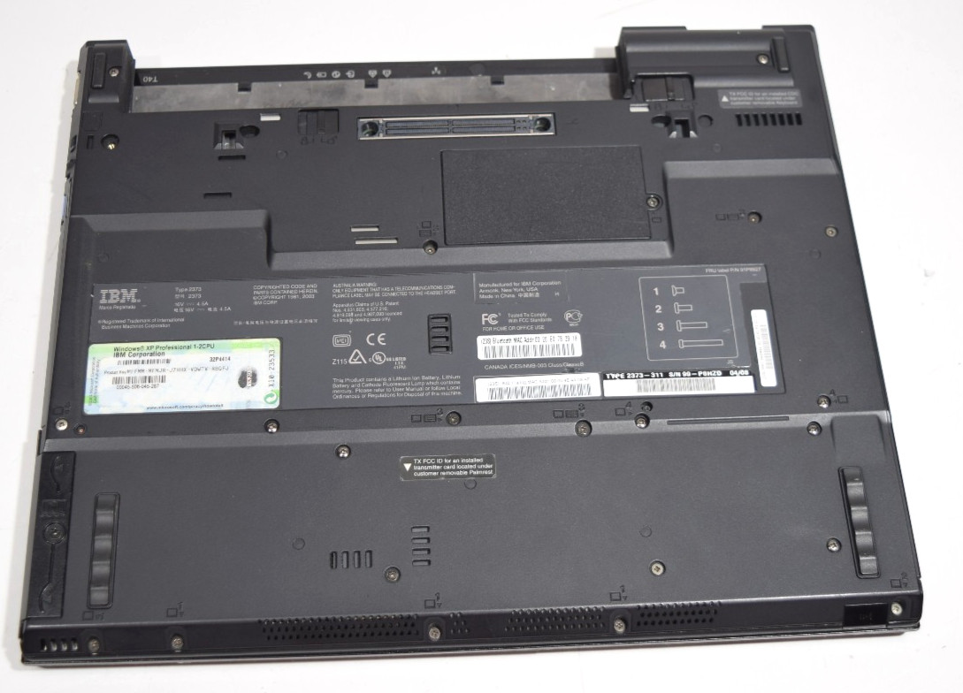 IBM THINKPAD T40 1.60GHz 2GB RAM 80GB HDD WINDOWS XP SP3 ATI RADEON 7500 NO BATT