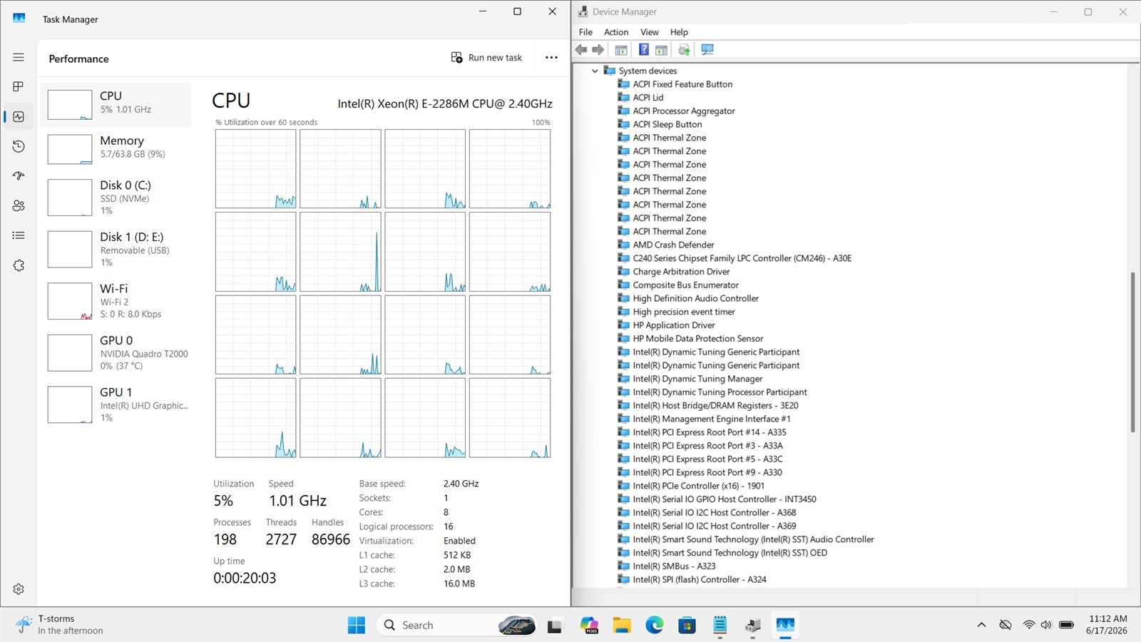 HP ZBook 15 G6 Workstation Xeon E-2286M 2.40GHz 64GB 256GB SSD T2000 W11P NO A/C