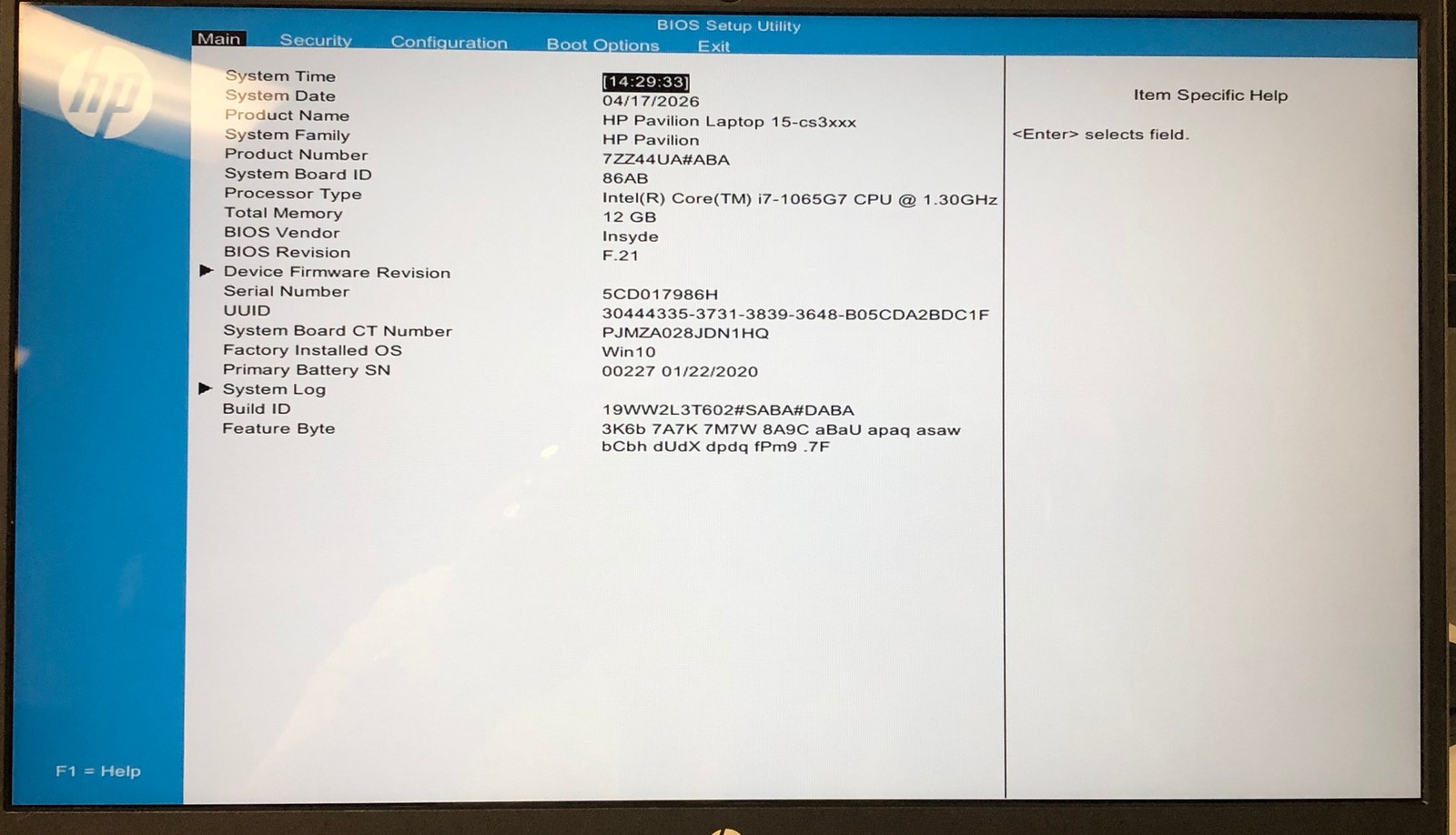 HP Pavilion 15-cs3065cl 15.6″ Core i7-1065G7 Quad Core 1.30 GHz, 12GB 1TB Win11H