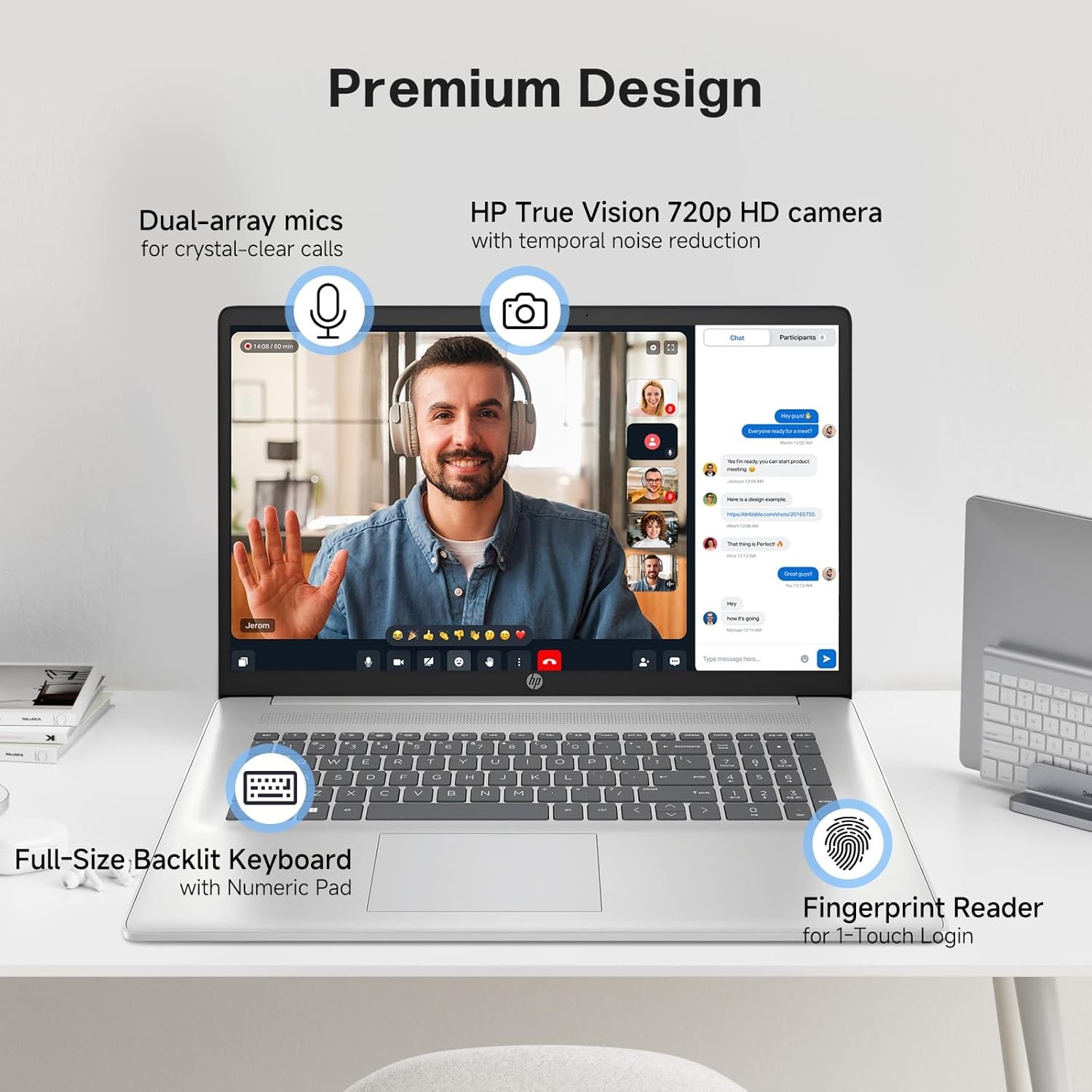 HP 17.3″HD+ Laptop – Backlit Intel Core i5-1334U 10cores – 16GB RAM 1TB SSD W11P