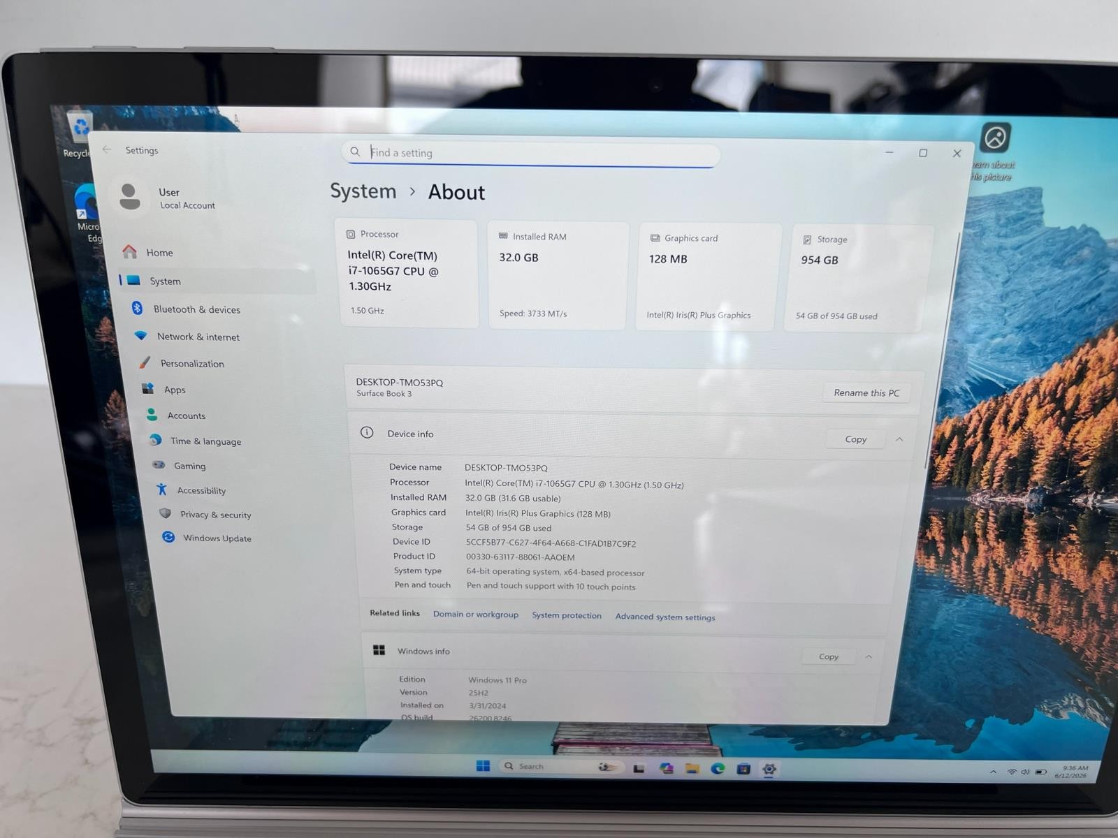 Microsoft Surface Book 3 Laptop Intel i7-1065G7 32GB RAM 1TB SSD W11 Pro USB C