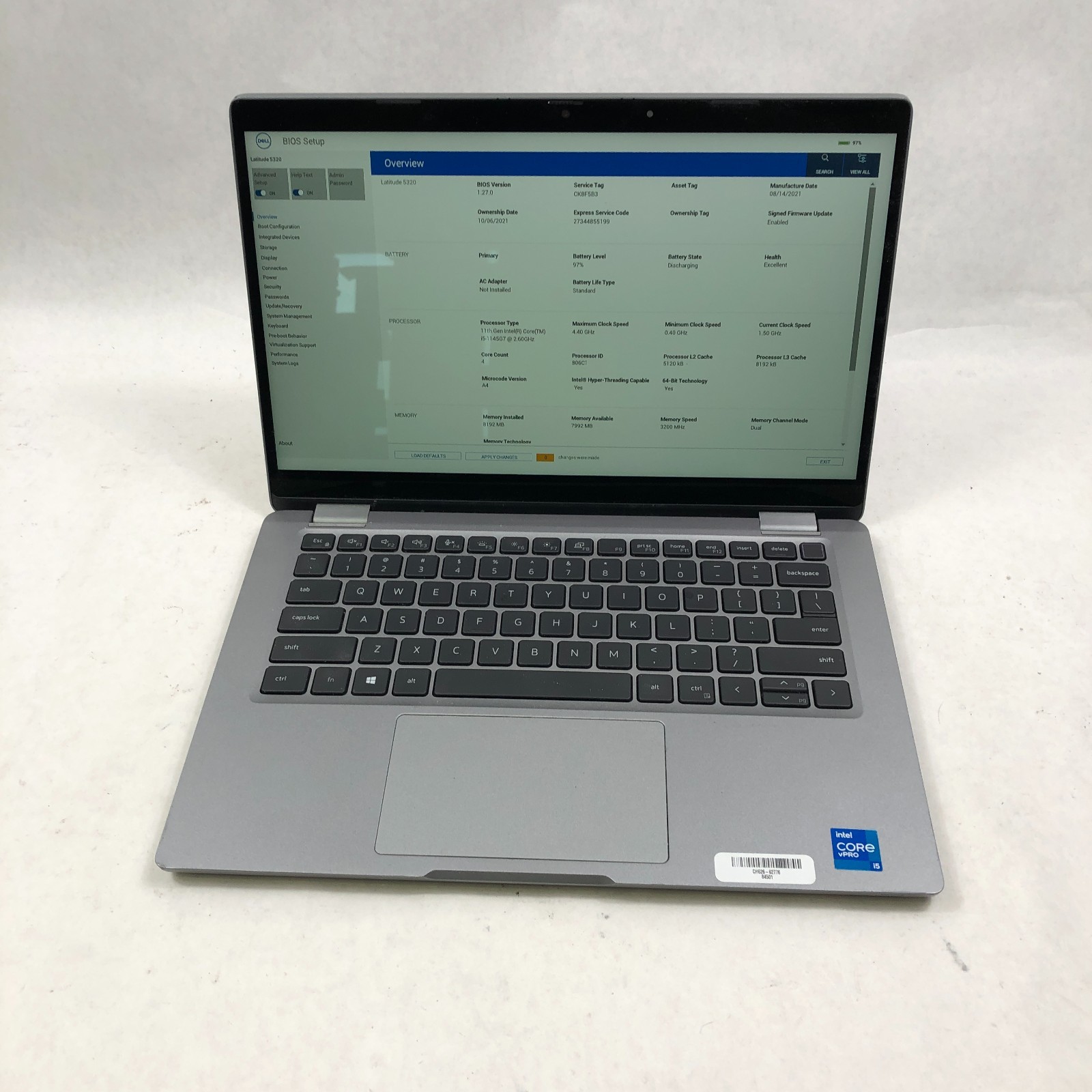 Dell Latitude 5320 2 in 1 TOUCH Intel Core i5-1135G7 @ 2.40GHz 8GB RAM NO SSD