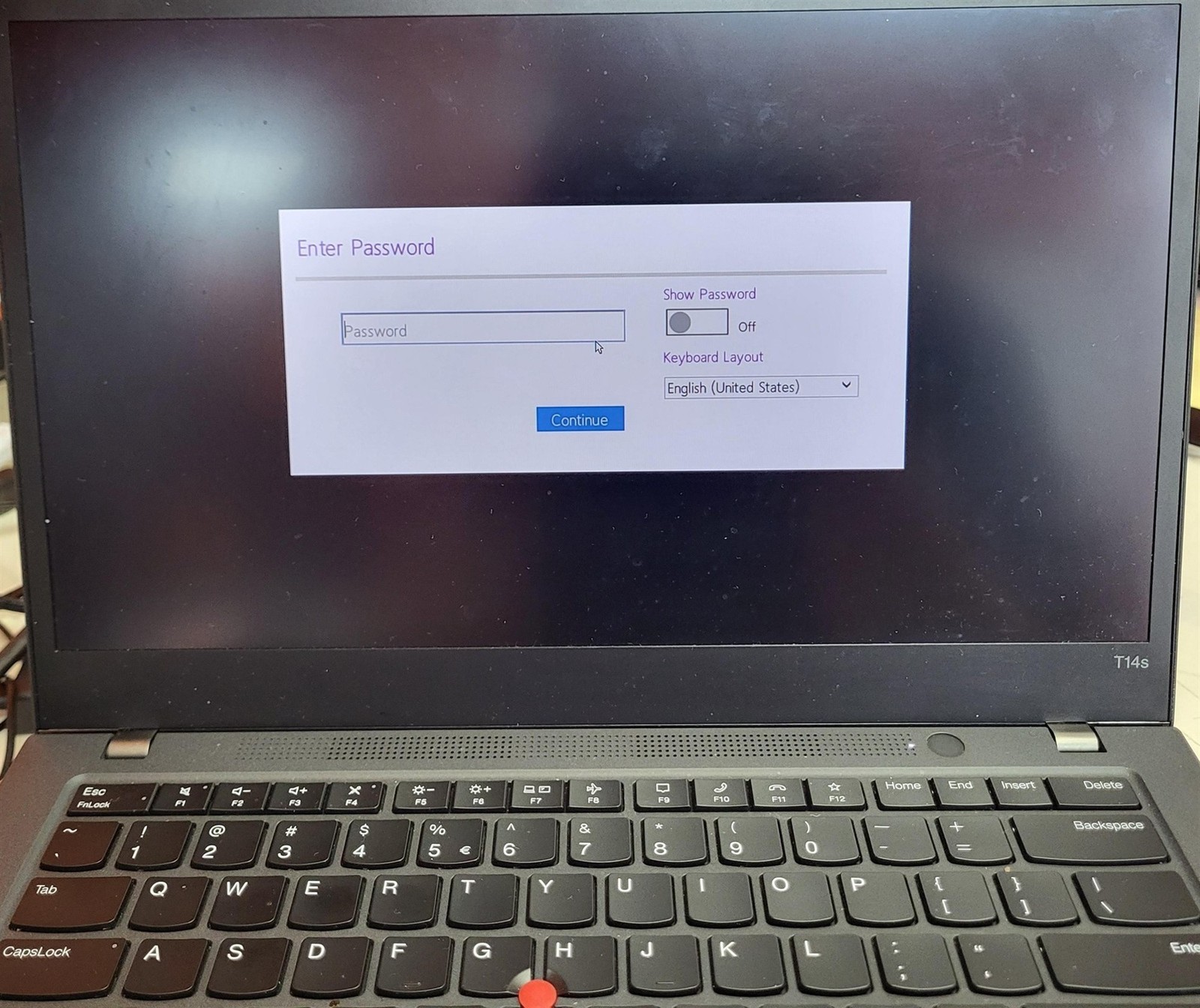 BIOS Locked Lenovo ThinkPad T14s Gen 2 Laptop Intel i5-1145G7 2.6GHz 16GB 512GB
