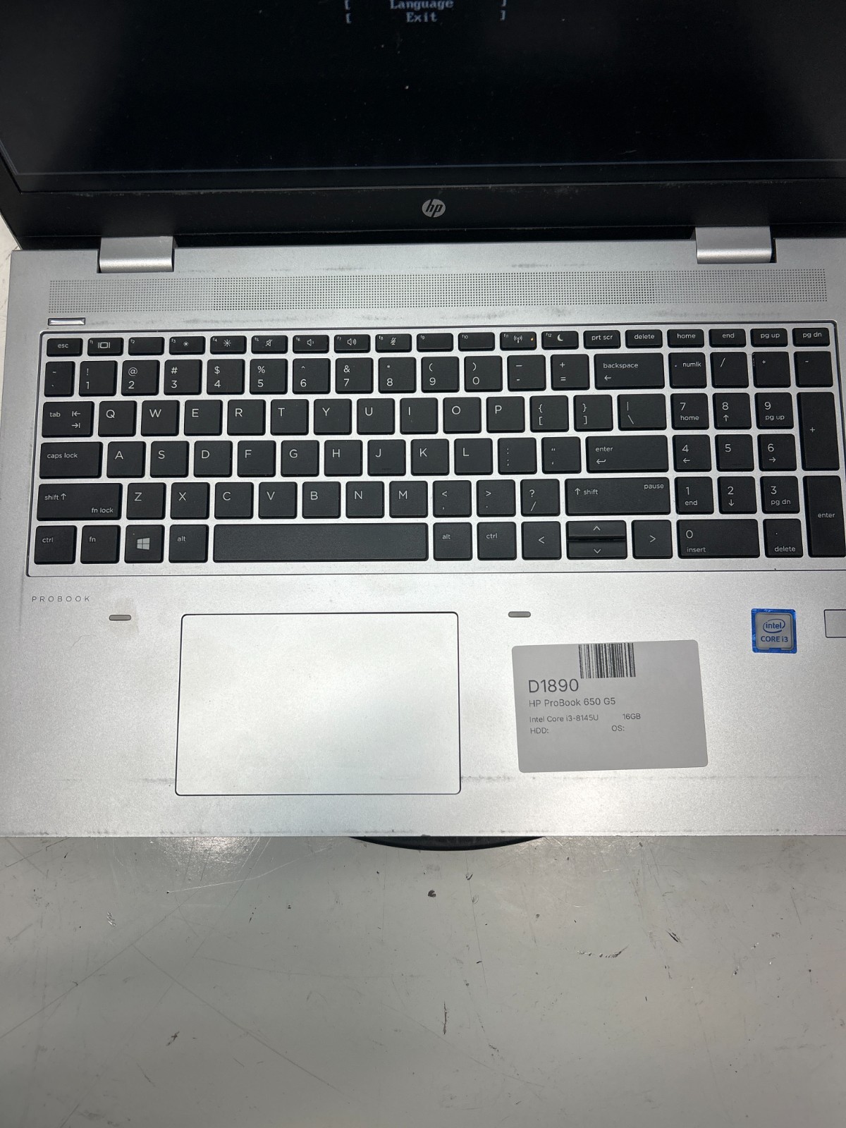 HP ProBook 650 G5 Intel Core i3-8145U 16GB NO HDD