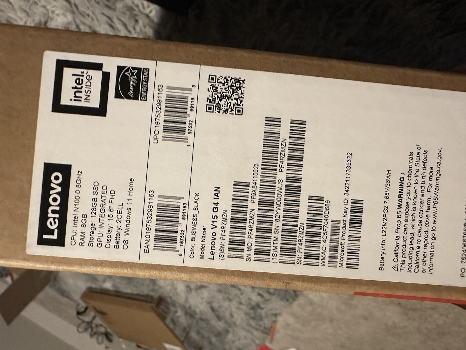Lenovo V15 G4 IAN 15.6″ (128GB SSD, Intel Processor N, 3.40 GHz, 8GB) Laptop…