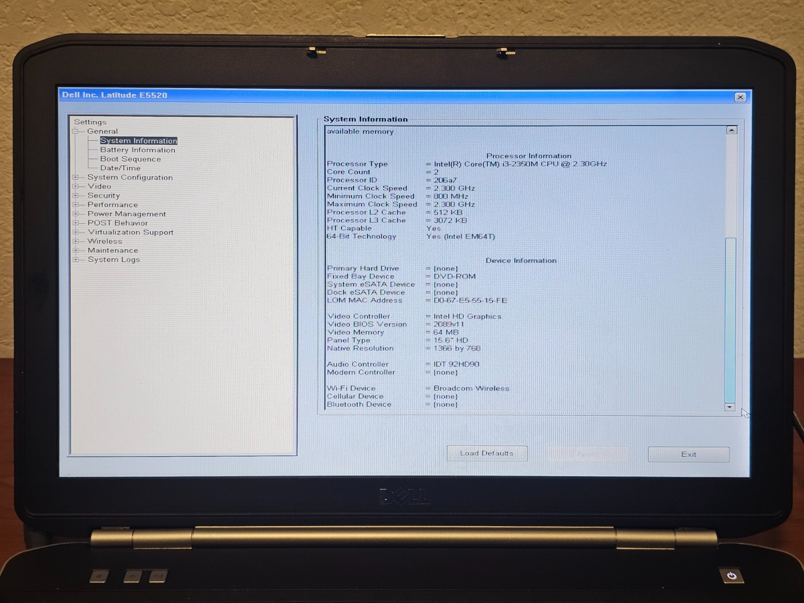 DELL Latitude E5520 Laptop (15.6″, i3-2350M, 2 GB/No SSD, No OS) – READ!