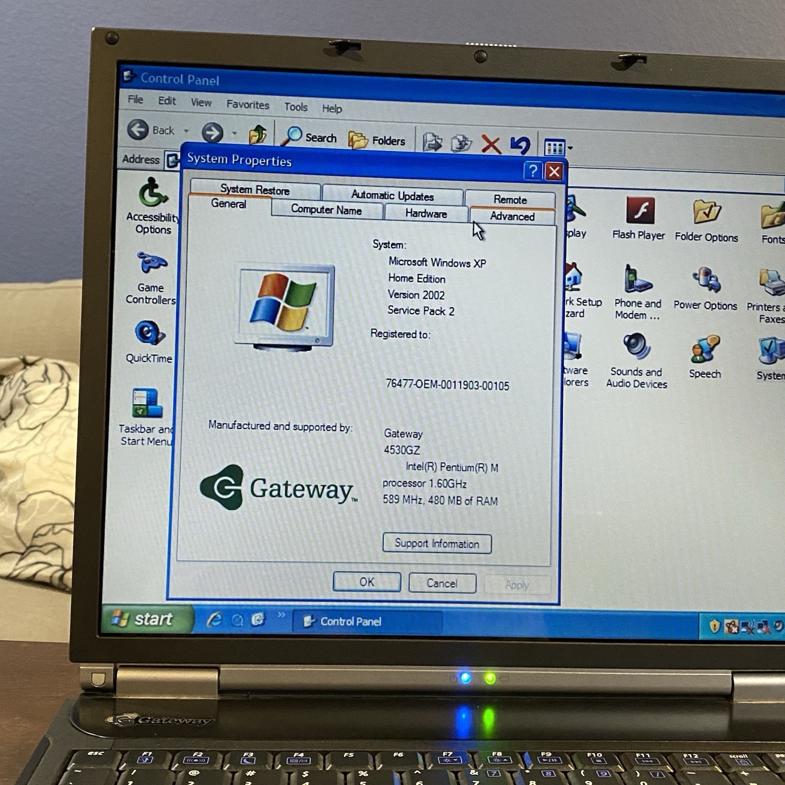 Gateway Laptop4530GZ Pentium M @1.6MHz 480MB RAM – Windows XP Installed