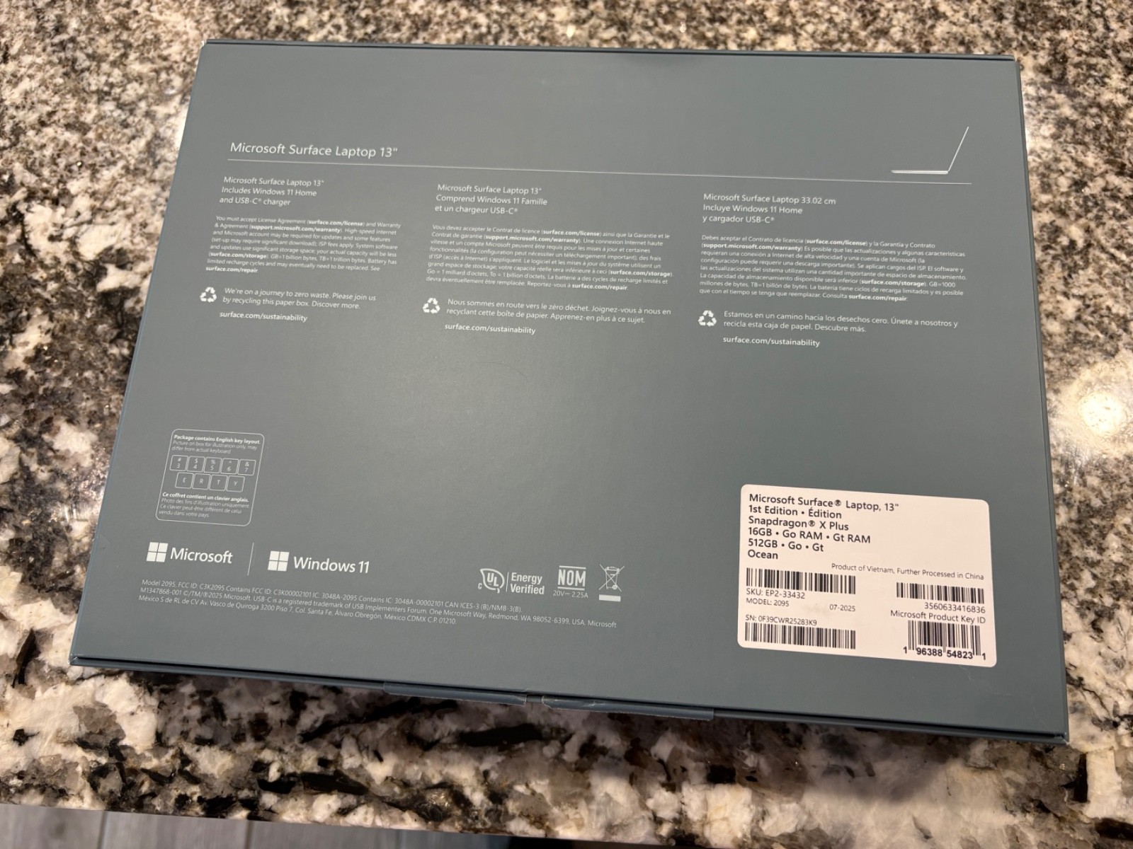 Microsoft 13″ Surface Laptop Snapdragon X Plus 8-Core, 16GB RAM, 512GB, Ocean.
