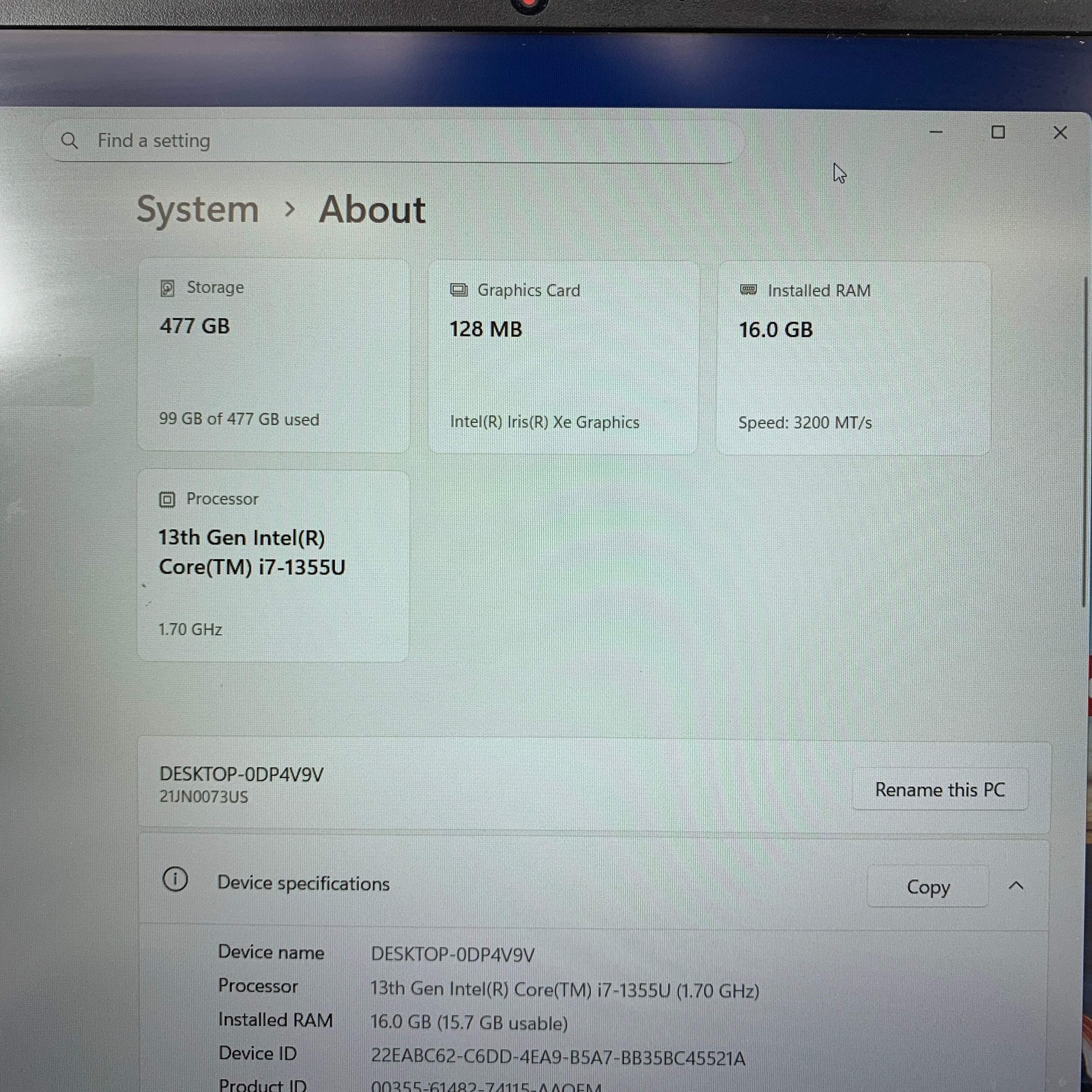 Lenovo ThinkPad E16 Gen 1 16″ i7-1355U 1.7GHz 16GB RAM 512GB SSD