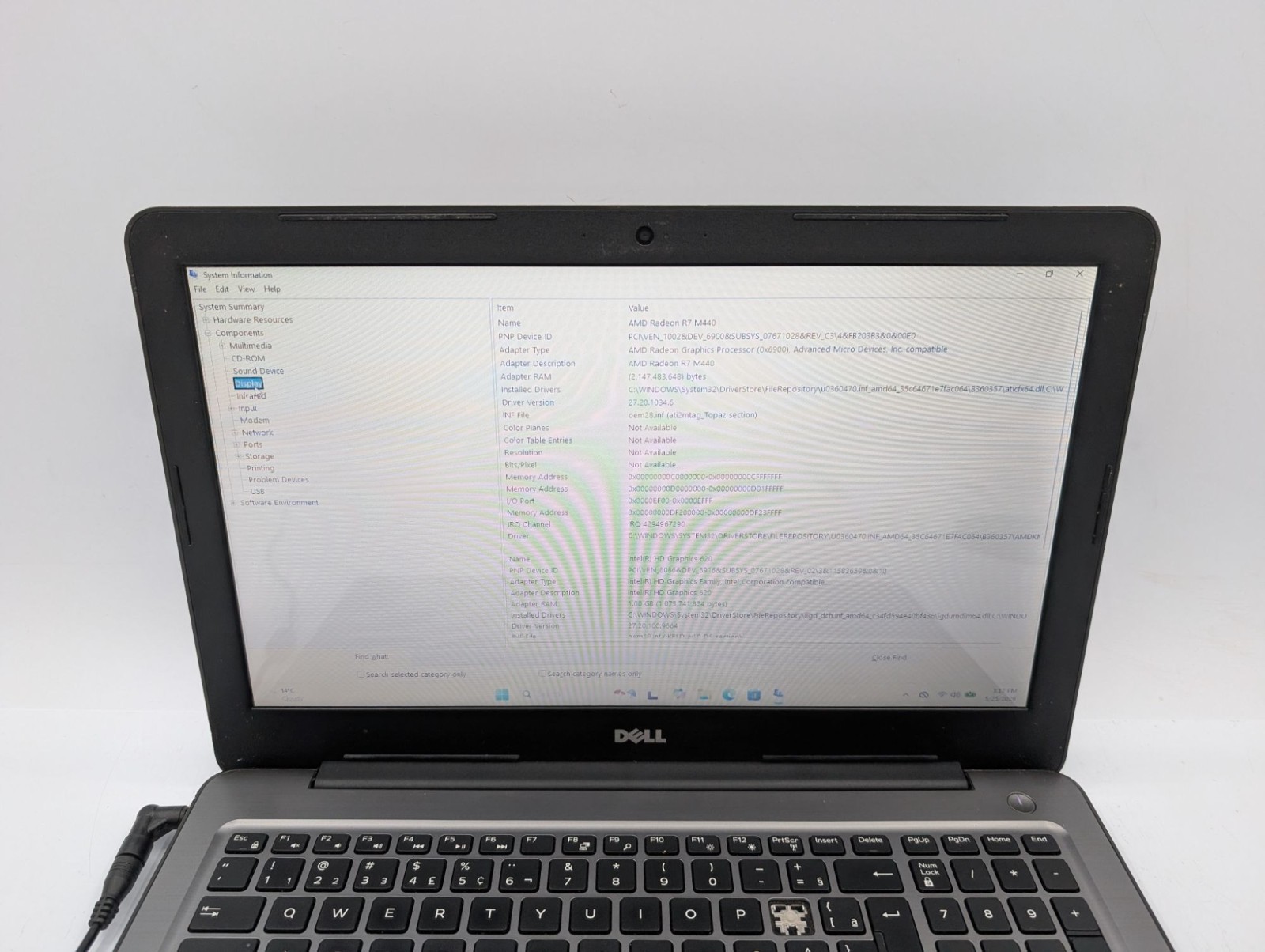Dell Inspiron 5567 15.6″ Laptop i5-7200U 8GB RAM 250GB SSD Win11 Home Parts