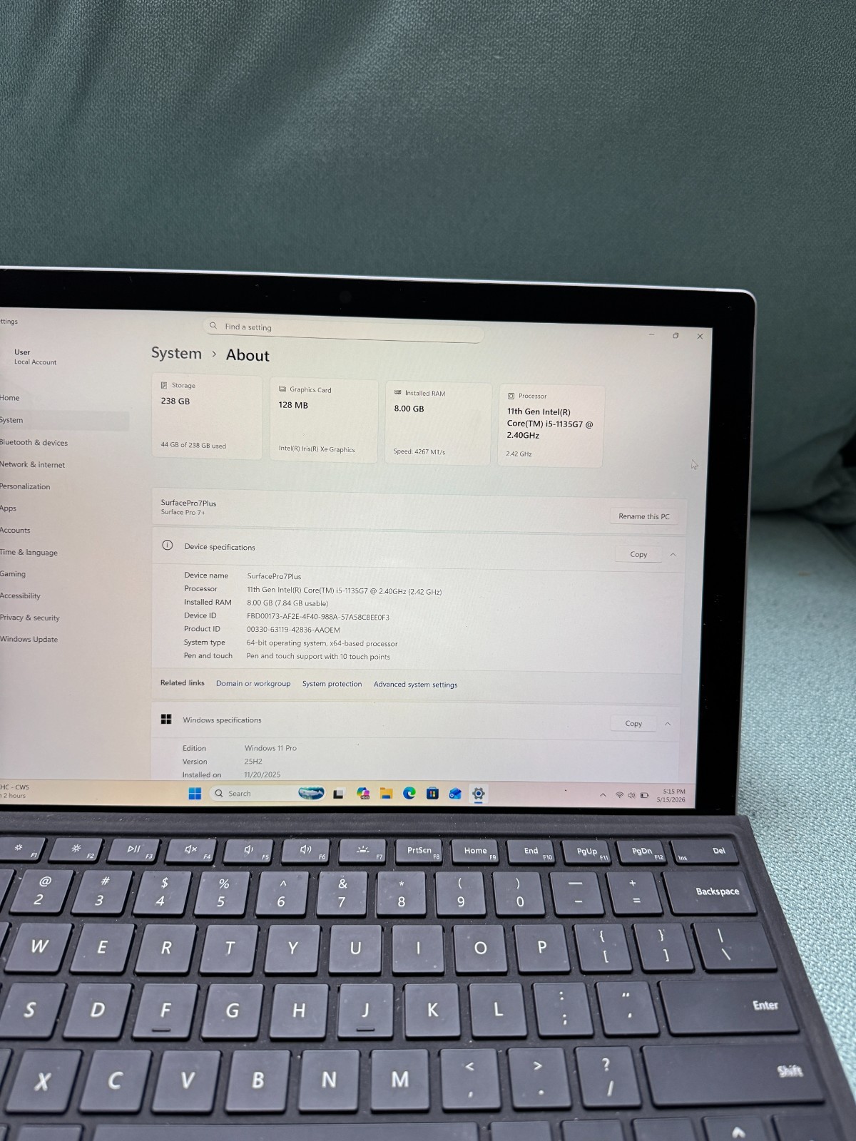 Microsoft Surface Pro 7+ 12.3″ Intel i5 11th Gen, 8GB / 256GB, Windows 11 Pro