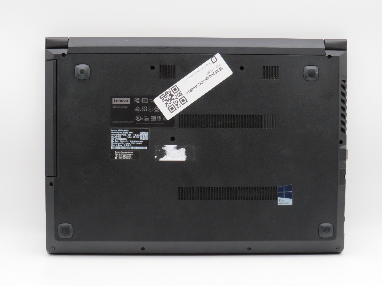 Lenovo V310 i3-6100U @ 2.3GHz 8GB DDR4 256GB 2.5 SATA SSD 14″ No OS
