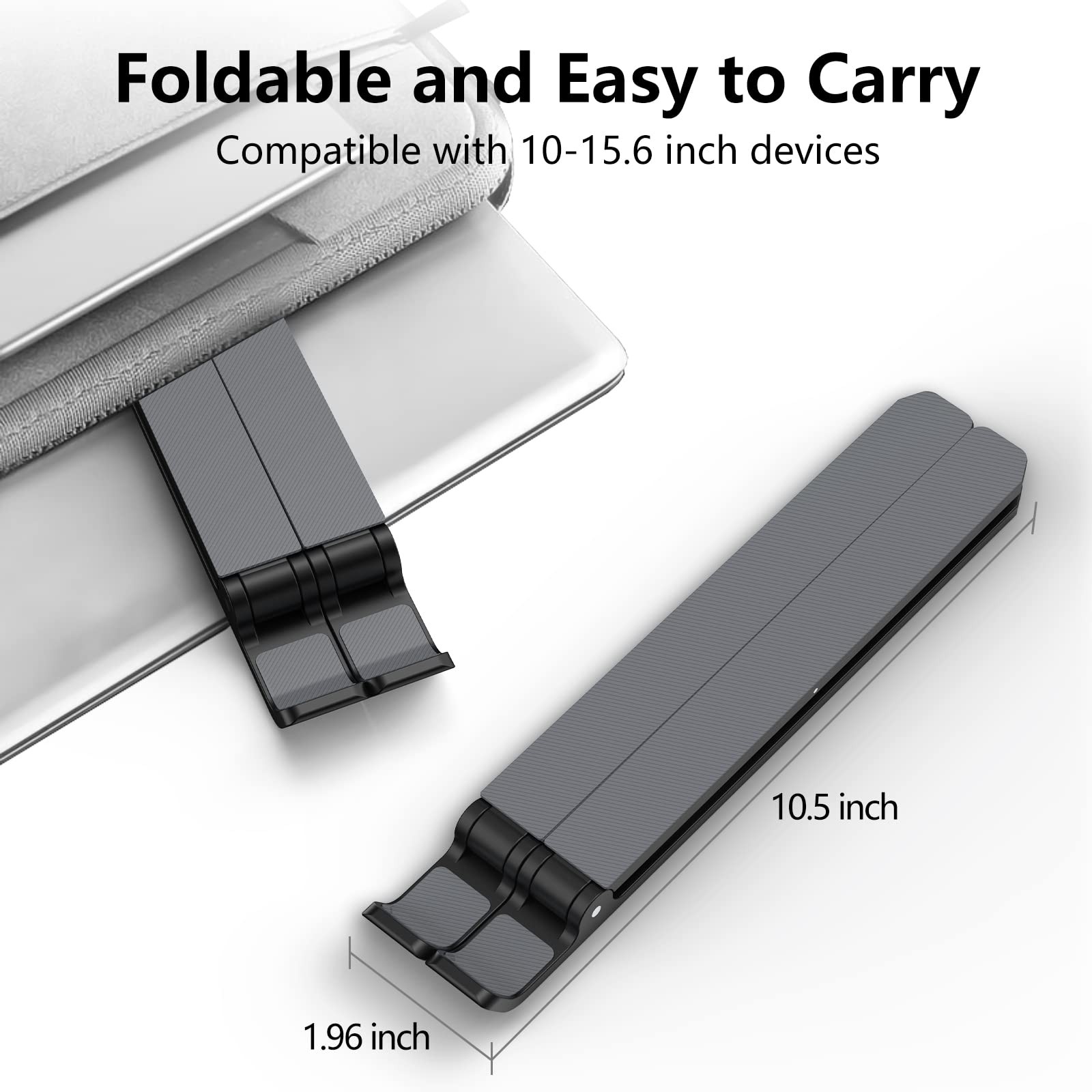 Tonmom Laptop Stand for Desk, Adjustable Laptop Riser ABS+Silicone Foldable Port