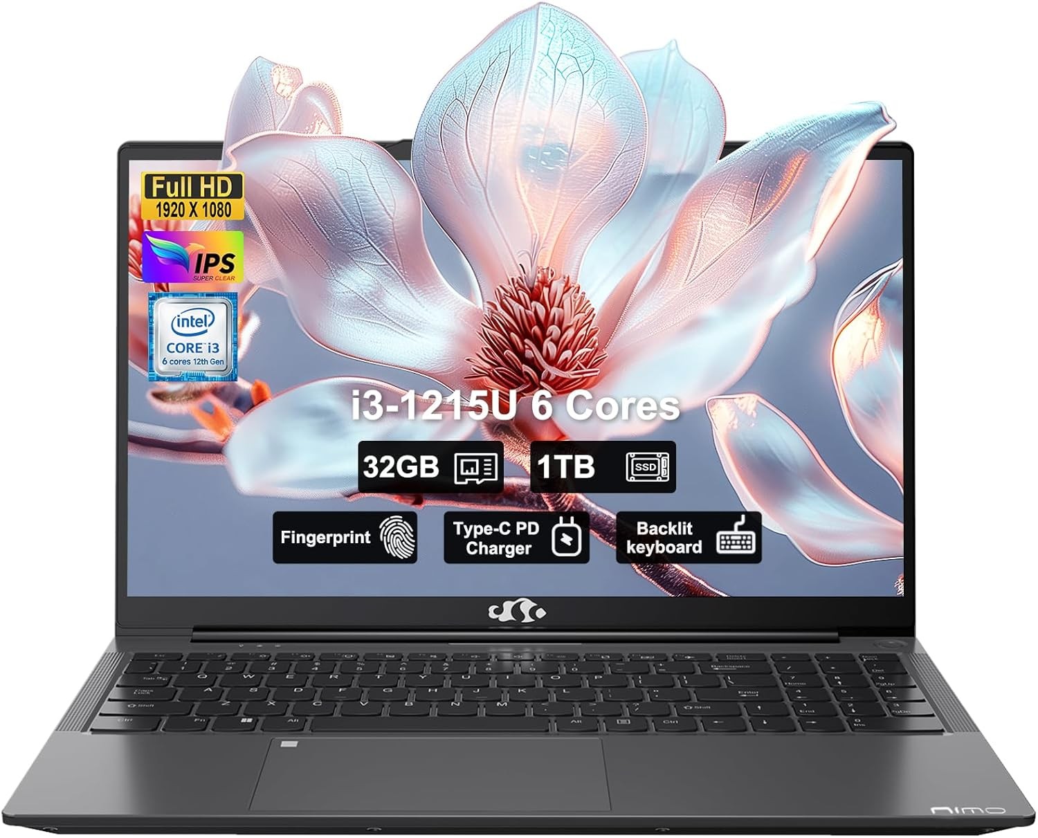 NIMO 15.6 Laptop Intel 6 Core i3-1215U 4.4GHz 32GB RAM 1TB SSD Windows 11 Wifi 6