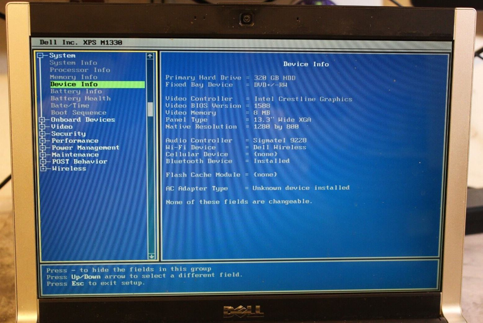 Dell XPS M1330 Posted Bios 320GB HDD Wiped 4GB Ram Core 2 Duo@2.0GHz CPU