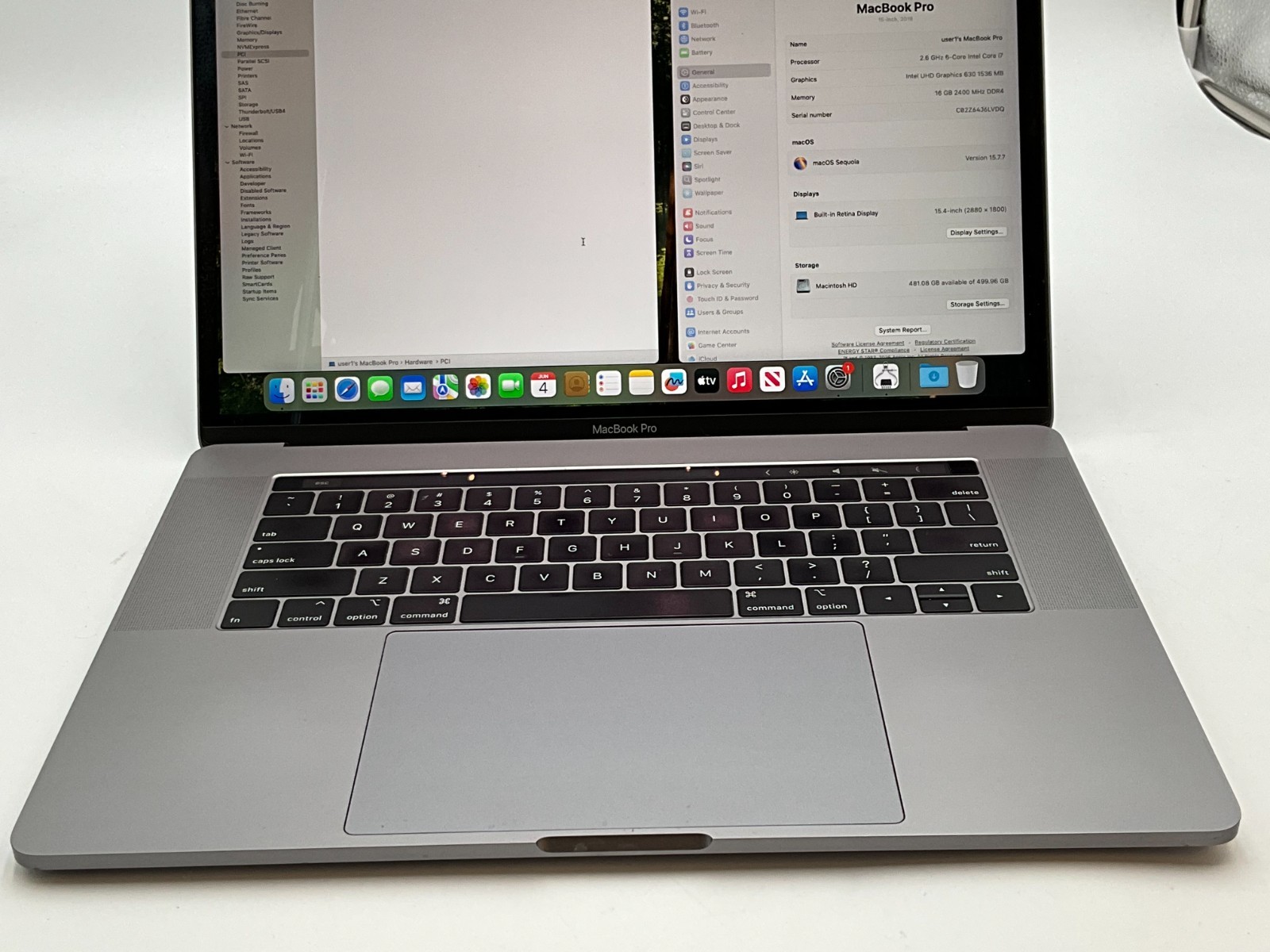 APPLE MacBook Pro 15 A1990 i7- 16GB 512GB SEQUOIA ^C02Z64J6LVDQ