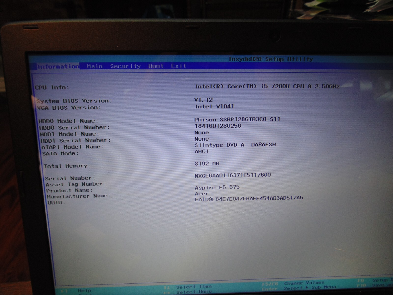 ACER ASPIRE E5 – 575 2.50GHz i5 7200U 8GB 128GB SSD #7732