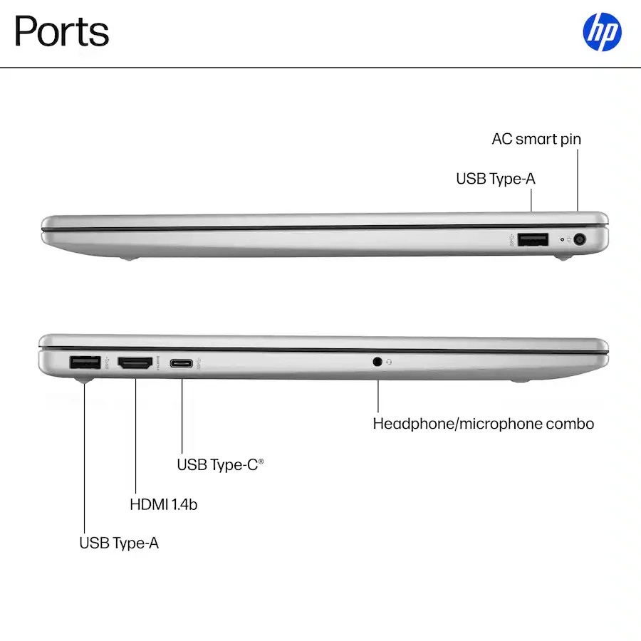 HP 15-fd0048ca 15t Laptop PC 15.6″ 1080P Intel 3.4Ghz 4GB 128GB SSD Num Key W11
