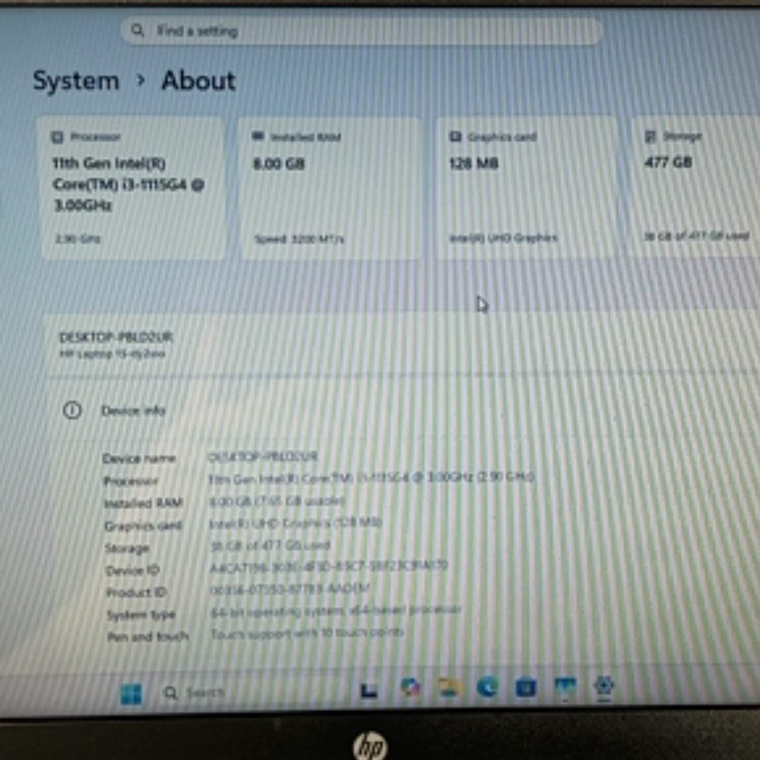HP Laptop 15-DY2702DX 15.6″ i3-1115G4 3.0GHz 8GB RAM 512GB SSD