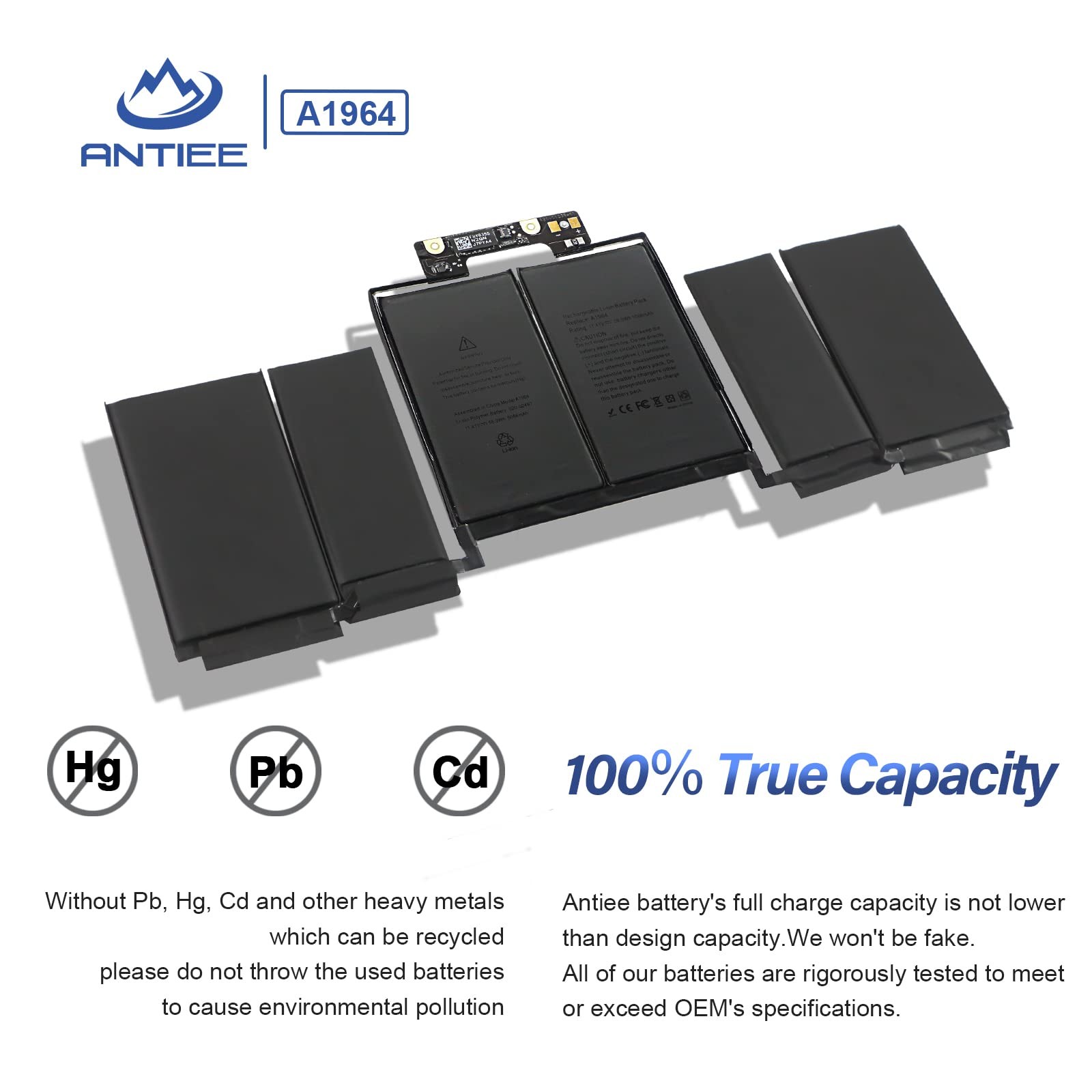 ANTIEE A1989 A1964 Laptop Battery for MacBook Pro 13 Inch A1989 (Mid 2018 2019)