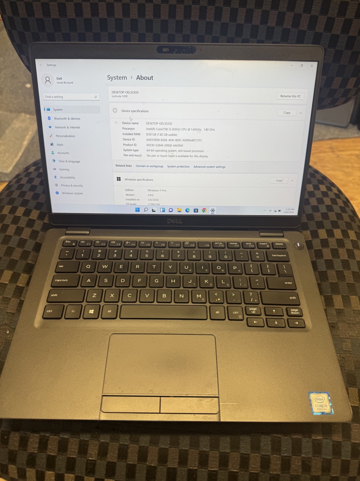 Dell Latitude 5300, i5, 256gb SSD, 16gb Ram, Win 11 Pro, 8th gen