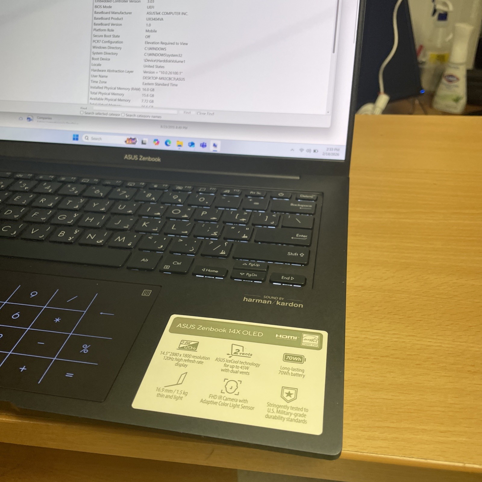 ASUS Zenbook 14 OLED I9-13900H 16GB RAM 1TBSSD