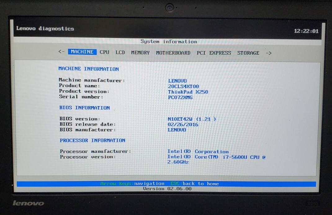 Lenovo ThinkPad X250 Laptop i7-5600u @ 2.60GHz 8GB 256GB SSD WIN 10 Pro 12.5″