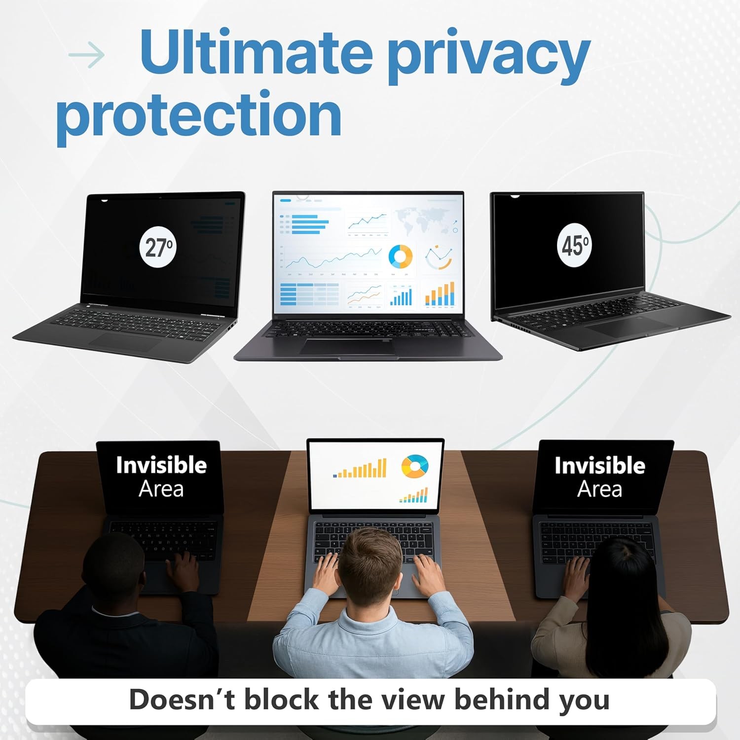 16:9 Privacy Screen Protector for 15.6 Inch Laptop – Anti Glare Blue Light Filte