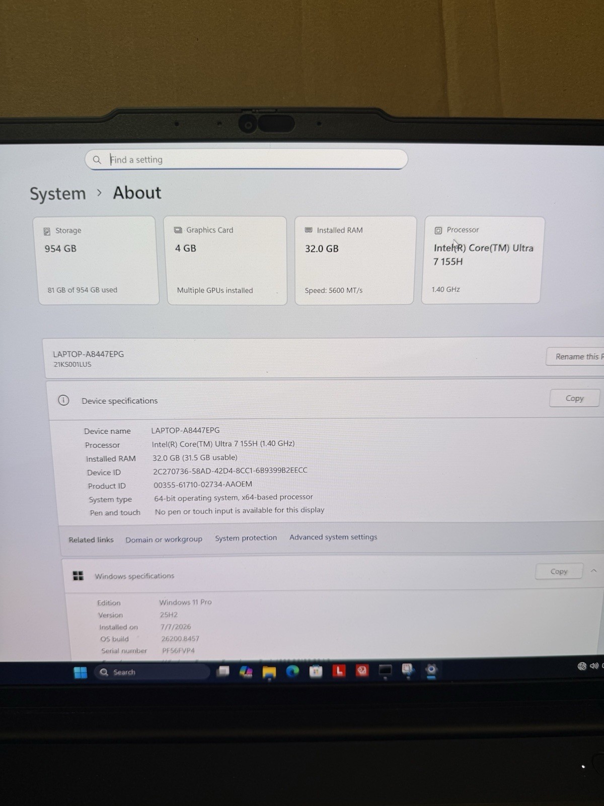 Lenovo ThinkPad P16s Gen 3 Laptop 16″ Intel Core Ultra 7, 1TB, 32GB DDR5, RTX500