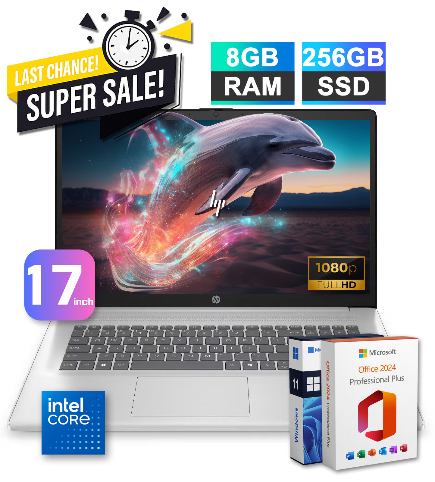 2026 HP 17.3″ Laptop Computer Intel Core 5 120U 8GB RAM & 256GB SSD Win Office