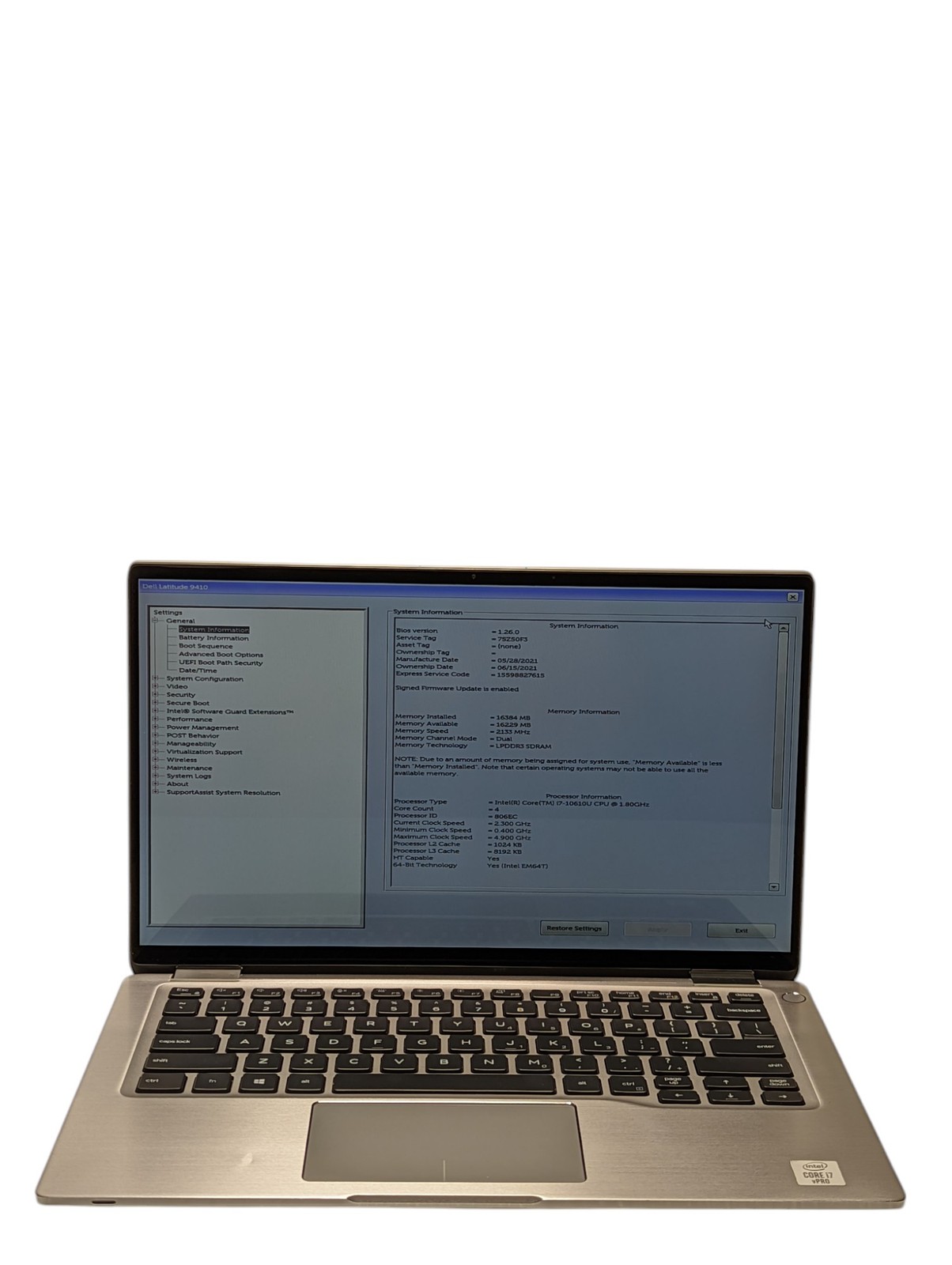 Dell Latitude 9410 i7-10610U 1.80GHz 14″ 256GB SSD 16GB RAM Grade D