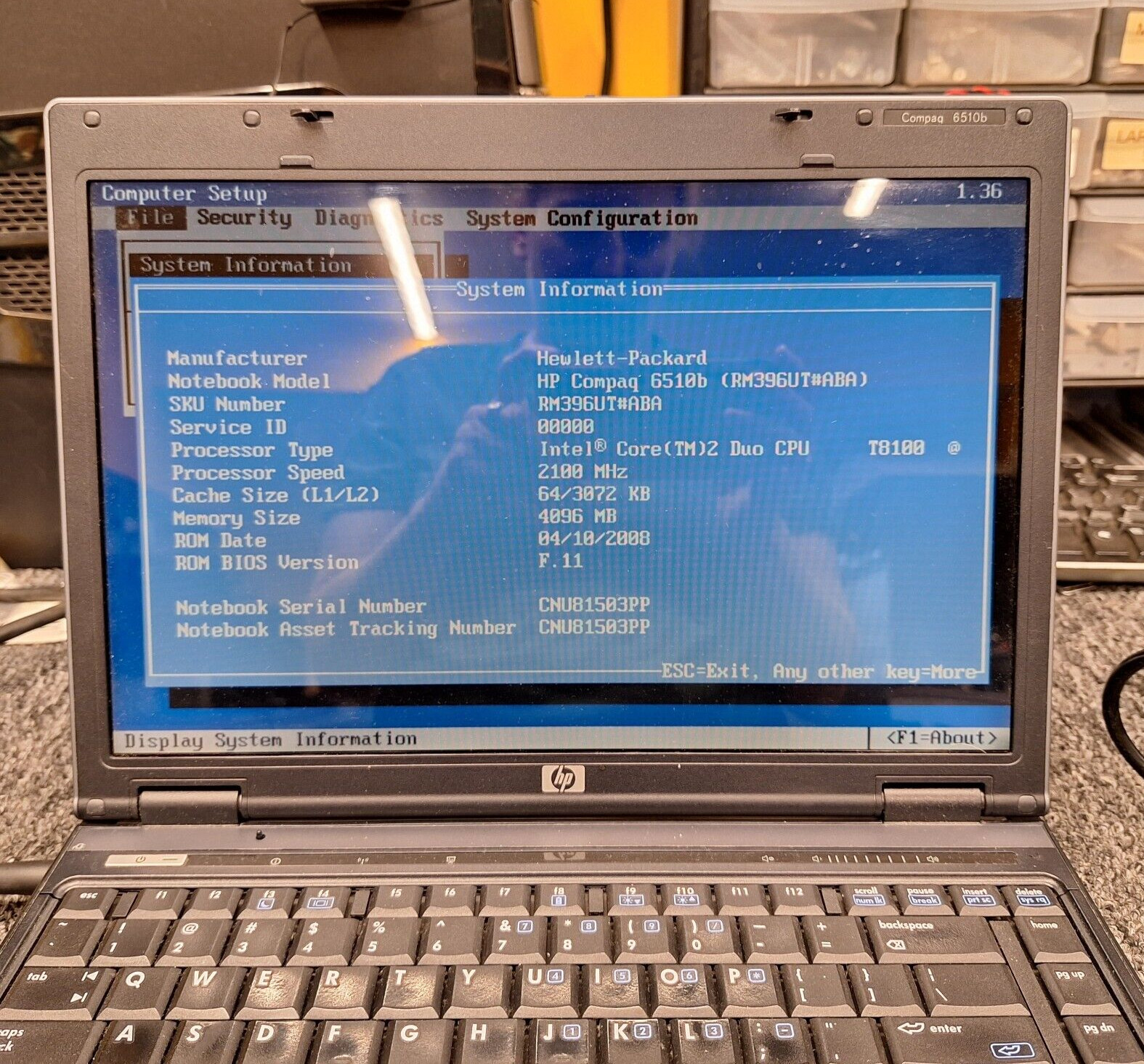 Hp compaq 6510b – NO HDD NO OS – FULLY FUNCTIONAL