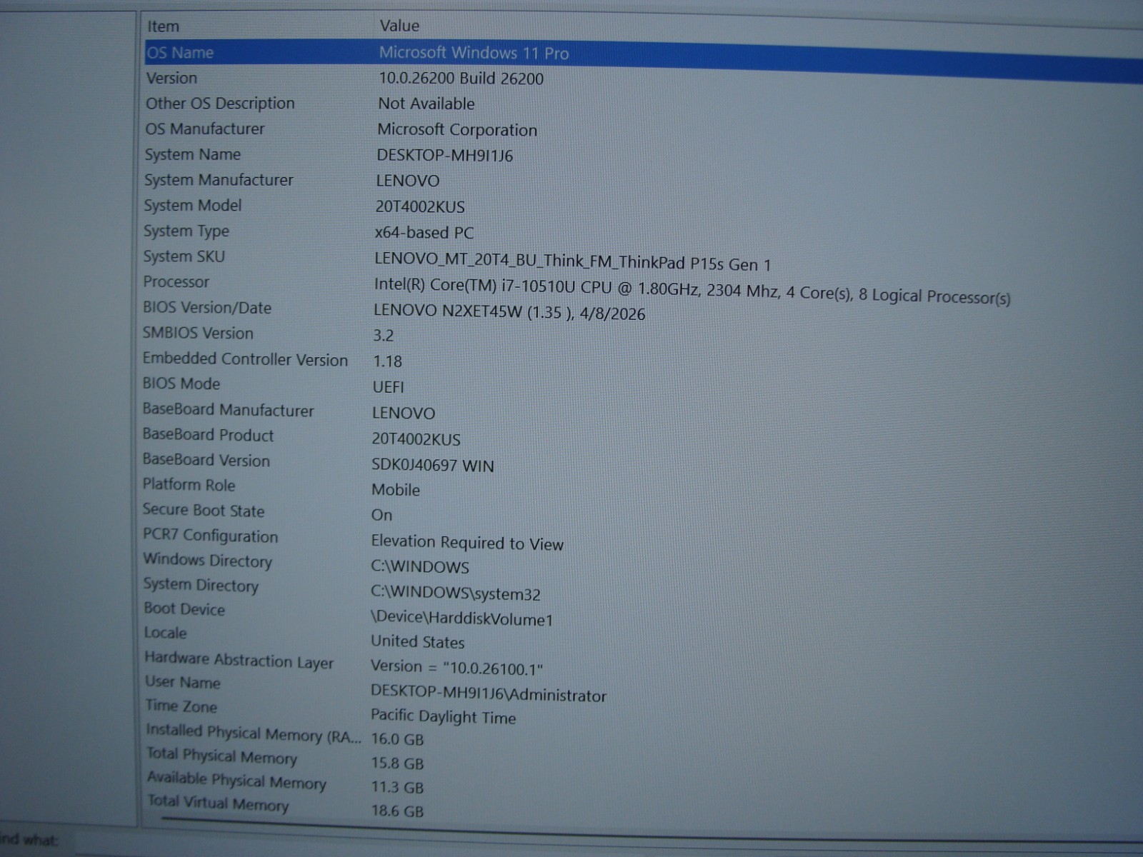 Lenovo ThinkPad P15s Gen 1 15.6″ FHD TOUCH i7-10510U 1.8GHz 16GB 512GB P520 W11P