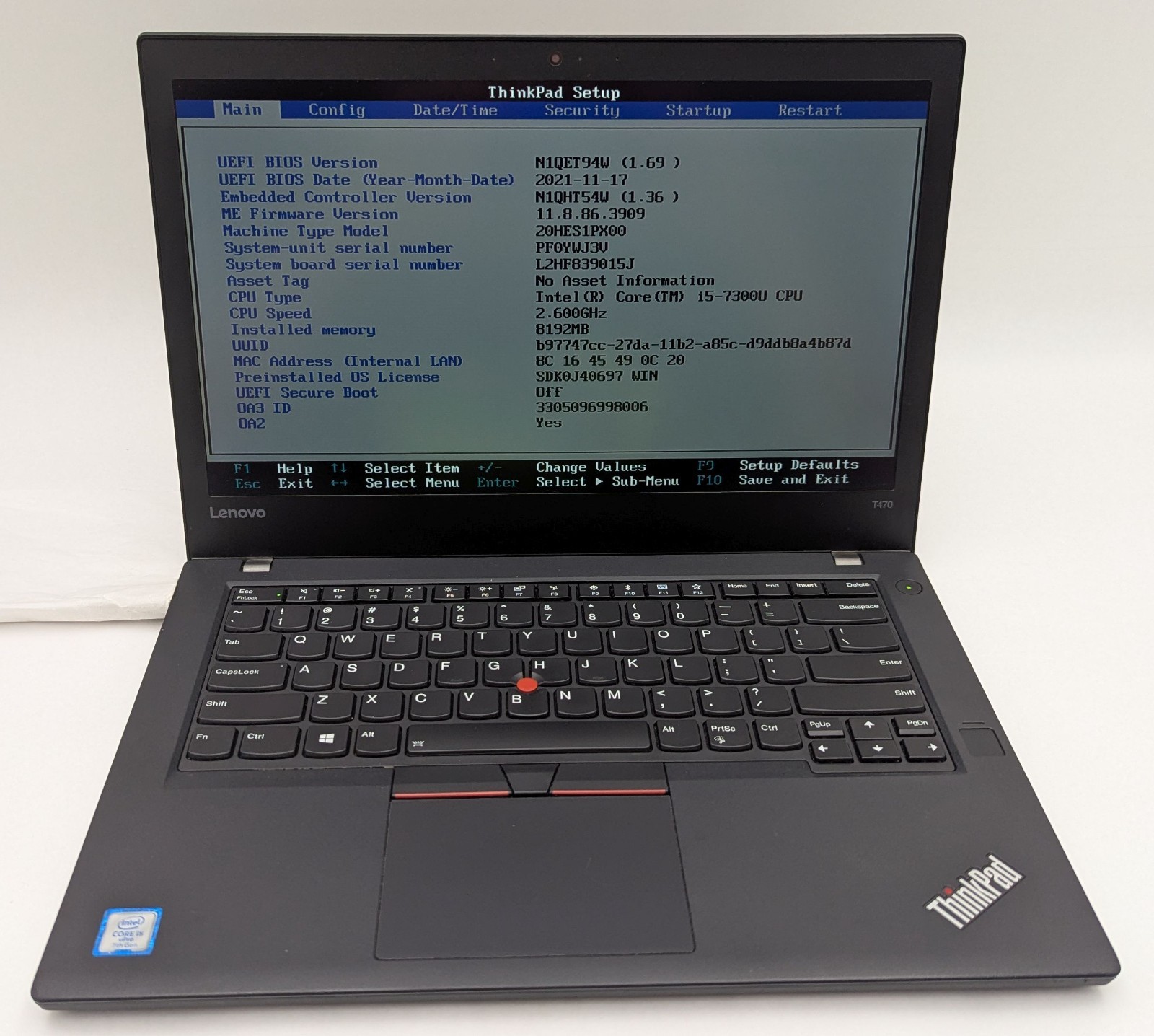Incomplete Lenovo ThinkPad T470 14″ Touch Laptop Intel i5-7300U 2.60GHz 8GB RAM