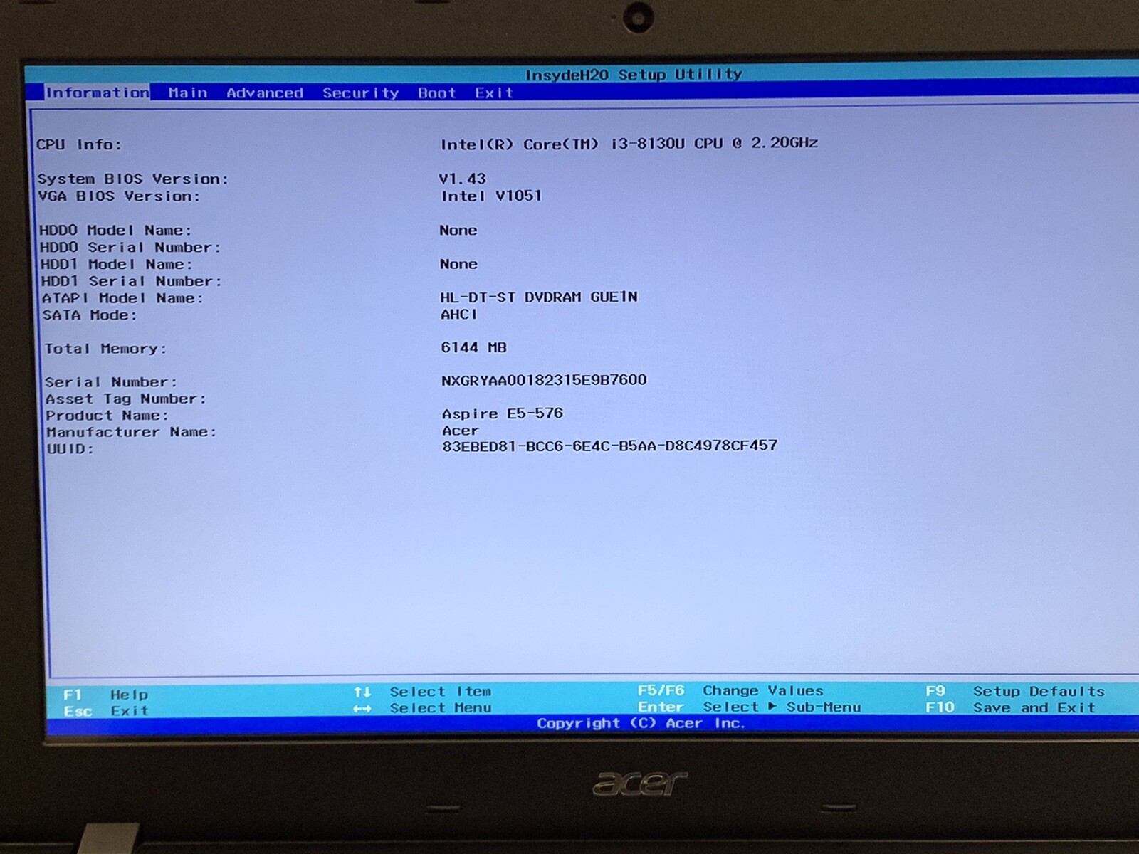 Acer Aspire E15 (E5-567-392H) 15.6” Intel UHD Core i3 8th Gen | 6GB RAM | #T403