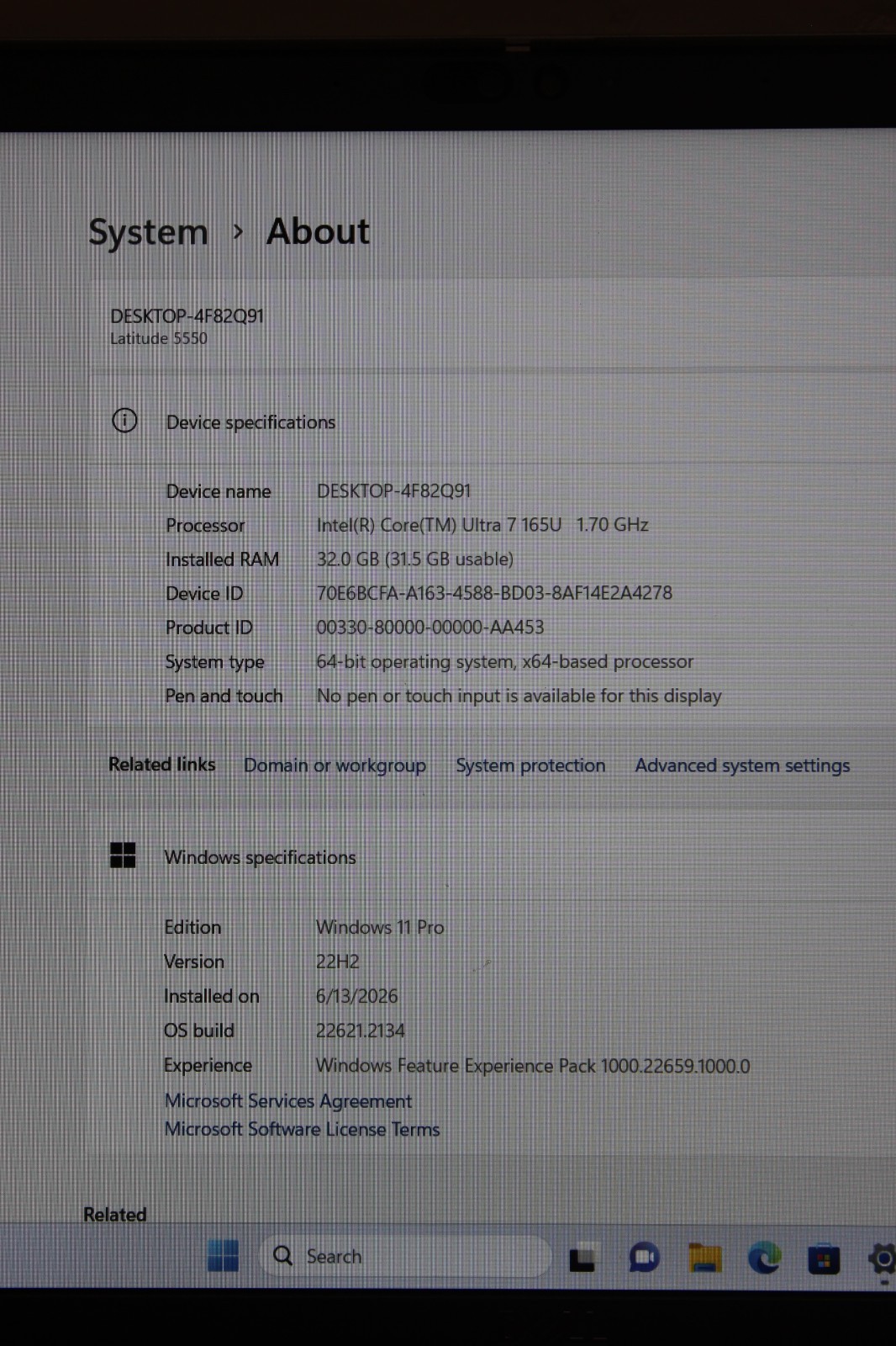 Dell Latitude 5550 15.6” Laptop Intel Core Ultra 7 155U 32GB RAM 512GB WIN11 D2