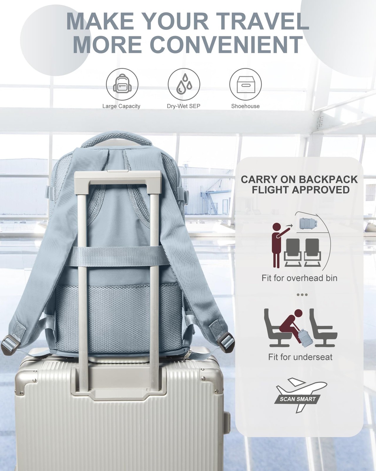 Coowoz Travel Backpack Carry On for Women & Men, Gym, Laptop Compartment