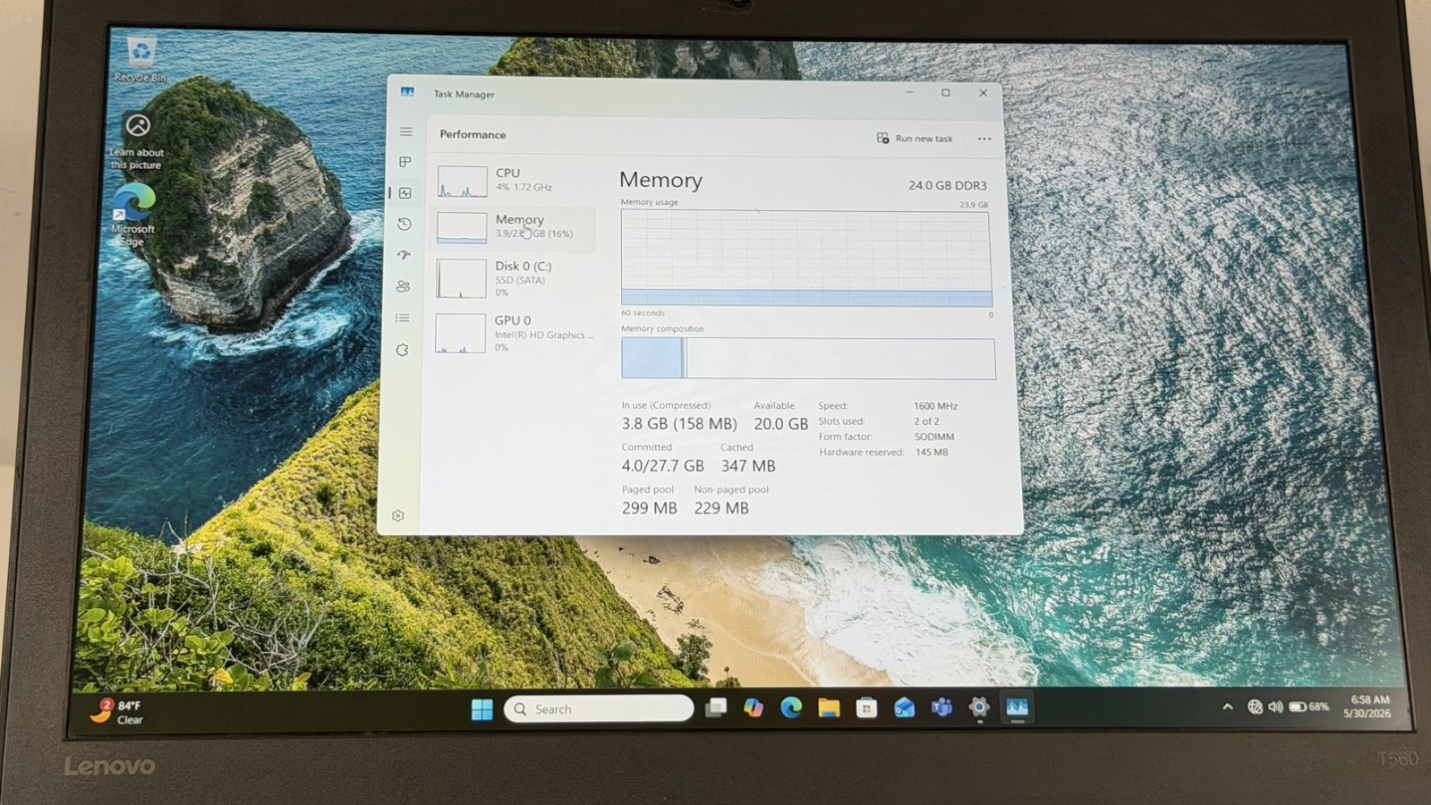 Lenovo ThinkPad T560 i7-6600U 24GB RAM 256GB SSD 15.6″ FHD Windows 11 Pro