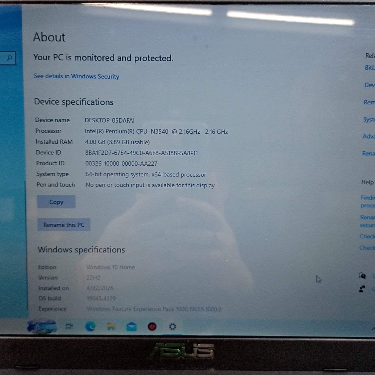 Broken Asus X553MA X553MA-BPD0705I Pentium N3540 4GB READ
