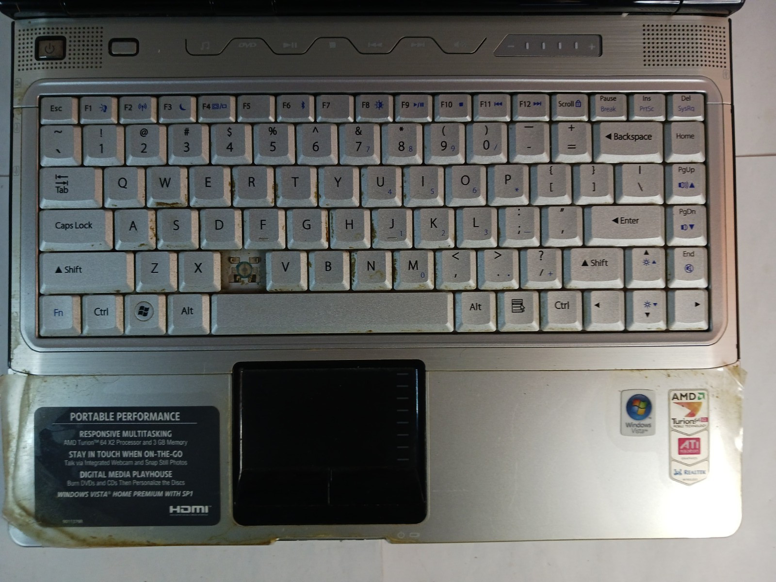 Gateway T-Series W350A 14” Laptop *Needs Repair* + AC Wall Unit/Charger Battery