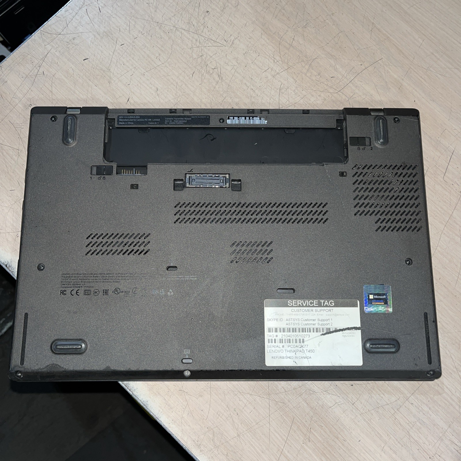 LENOVO THINKPAD T450 INTEL CORE I5-5300U 2.30GHZ 8GB RAM NO HD