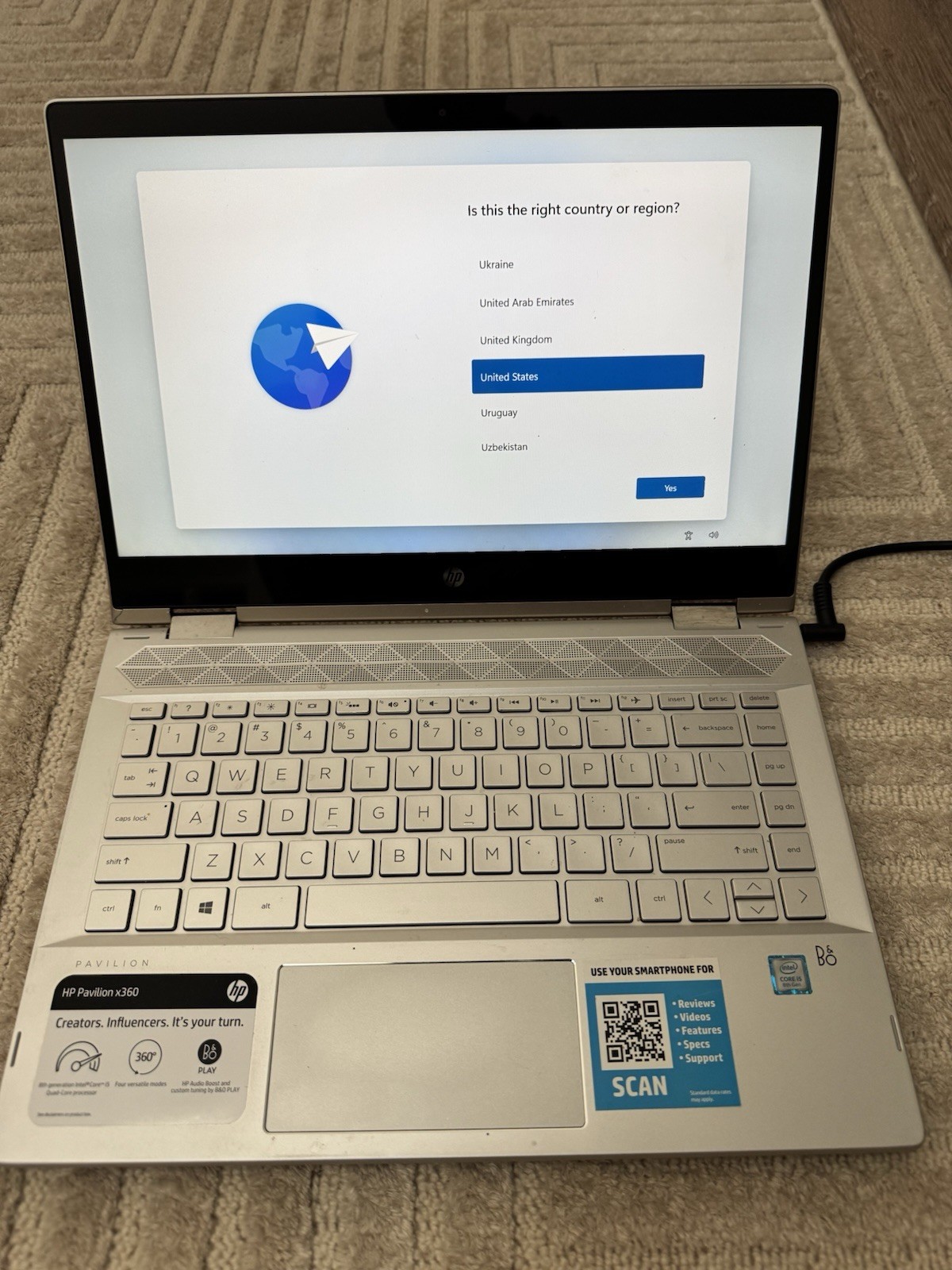 HP Pavilion x360 14m-cd0003dx, Intel i5-8250U@1.6GHz, 8GB RAM, 128GB SSD, Touch